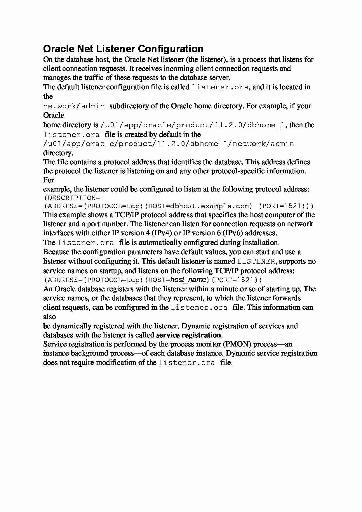 Oracle Net Listener Configuration - wykład - strona 1