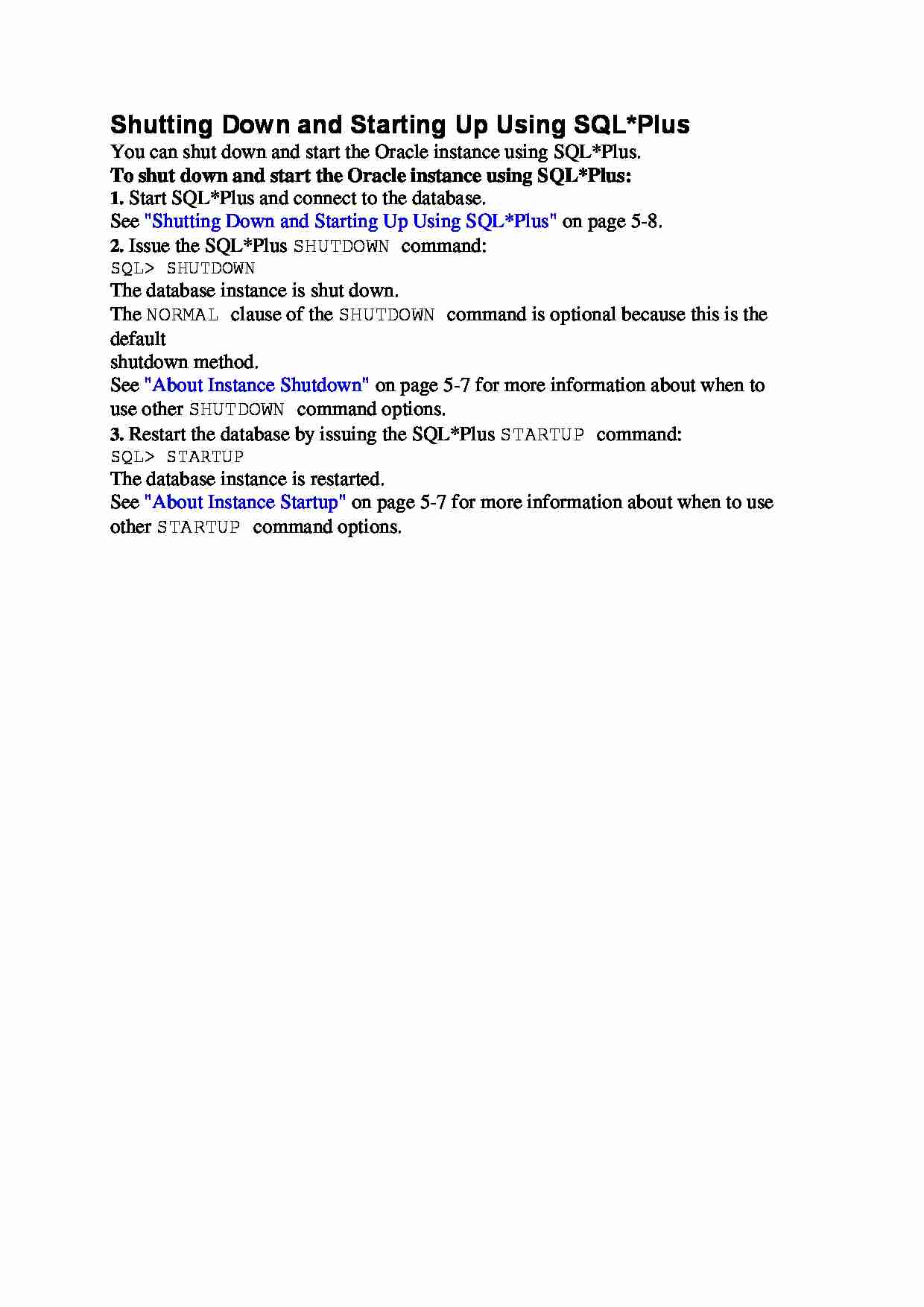 Shutting Down and Starting Up Using SQL - strona 1