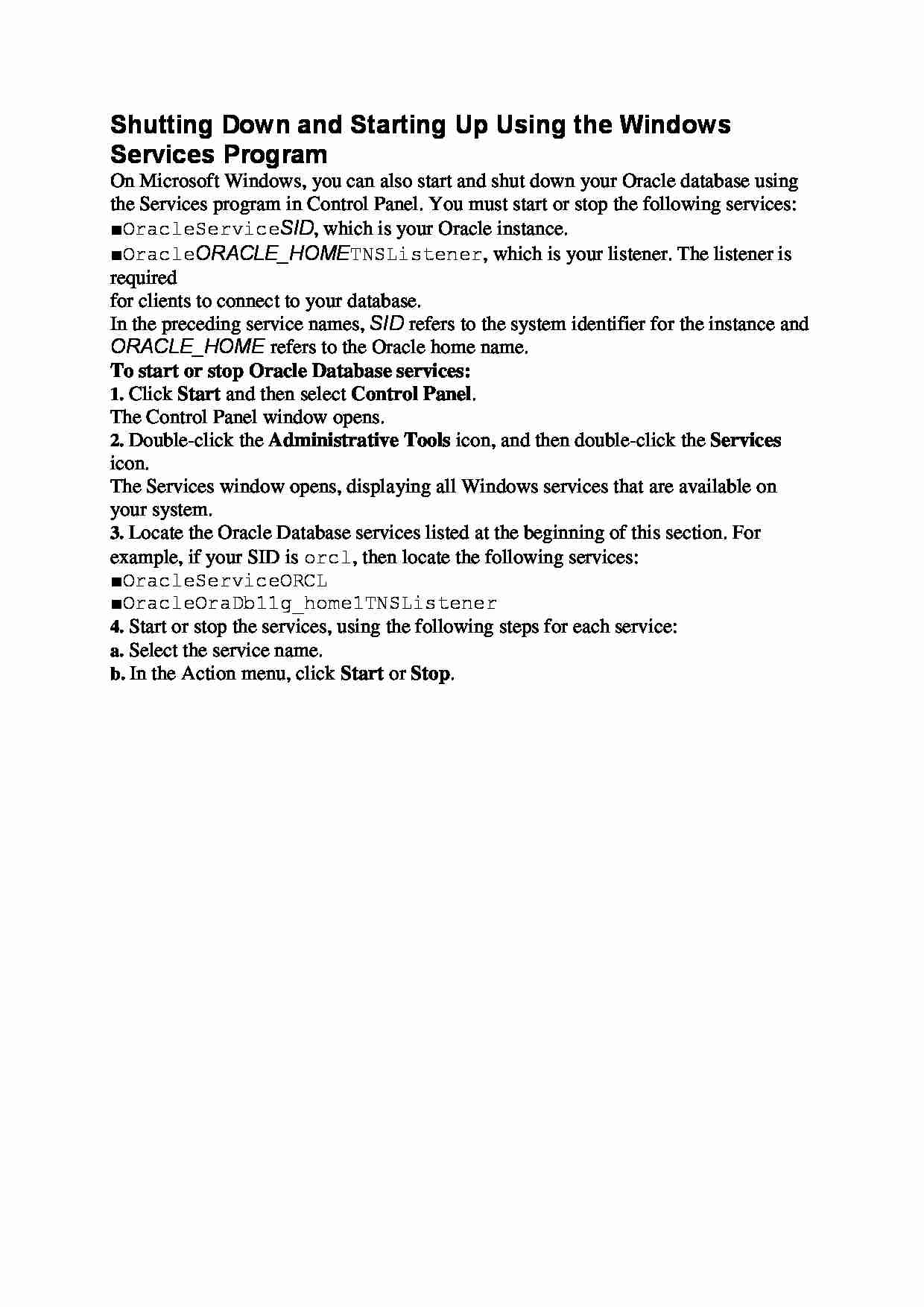 Shutting Down and Starting Up Using the Windows Services Program - strona 1