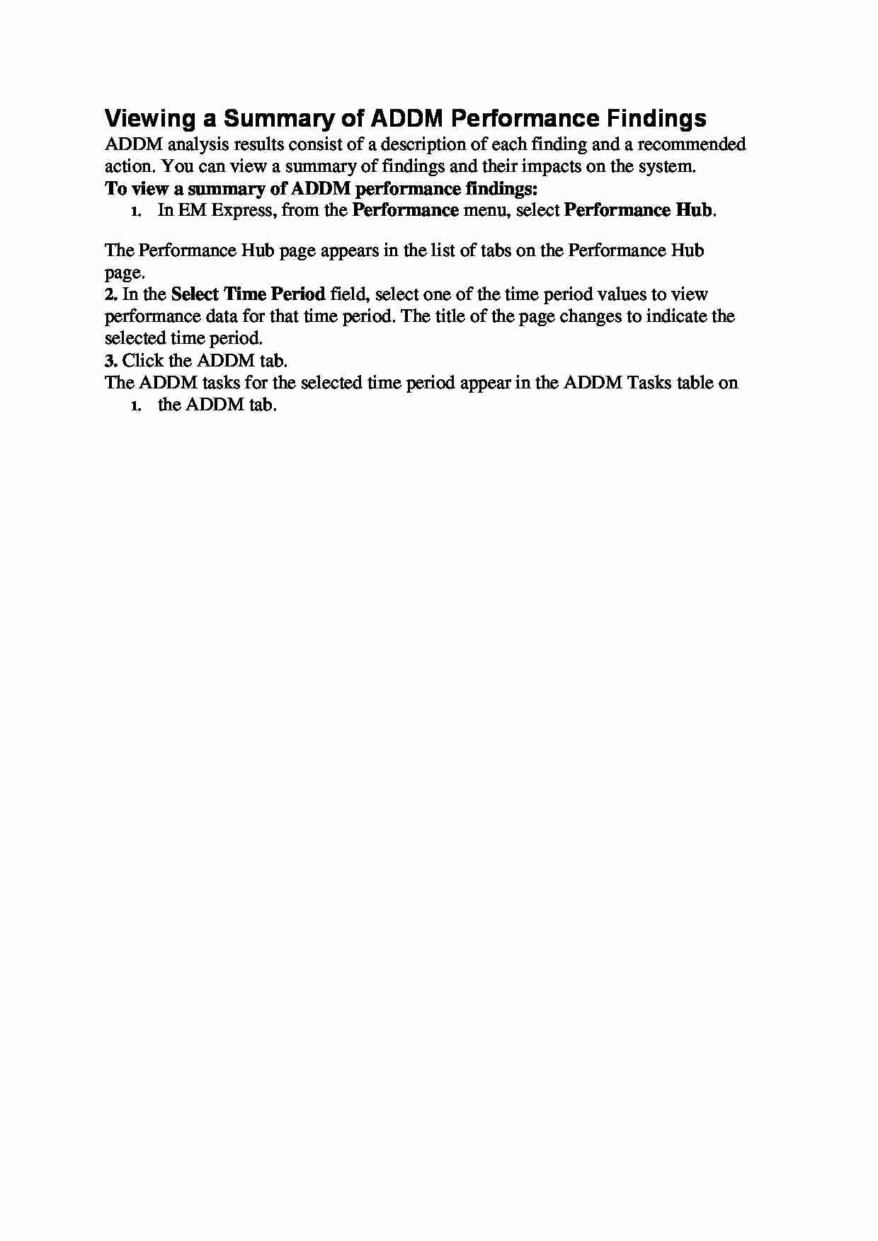 Viewing a Summary of ADDM Performance Findings - strona 1