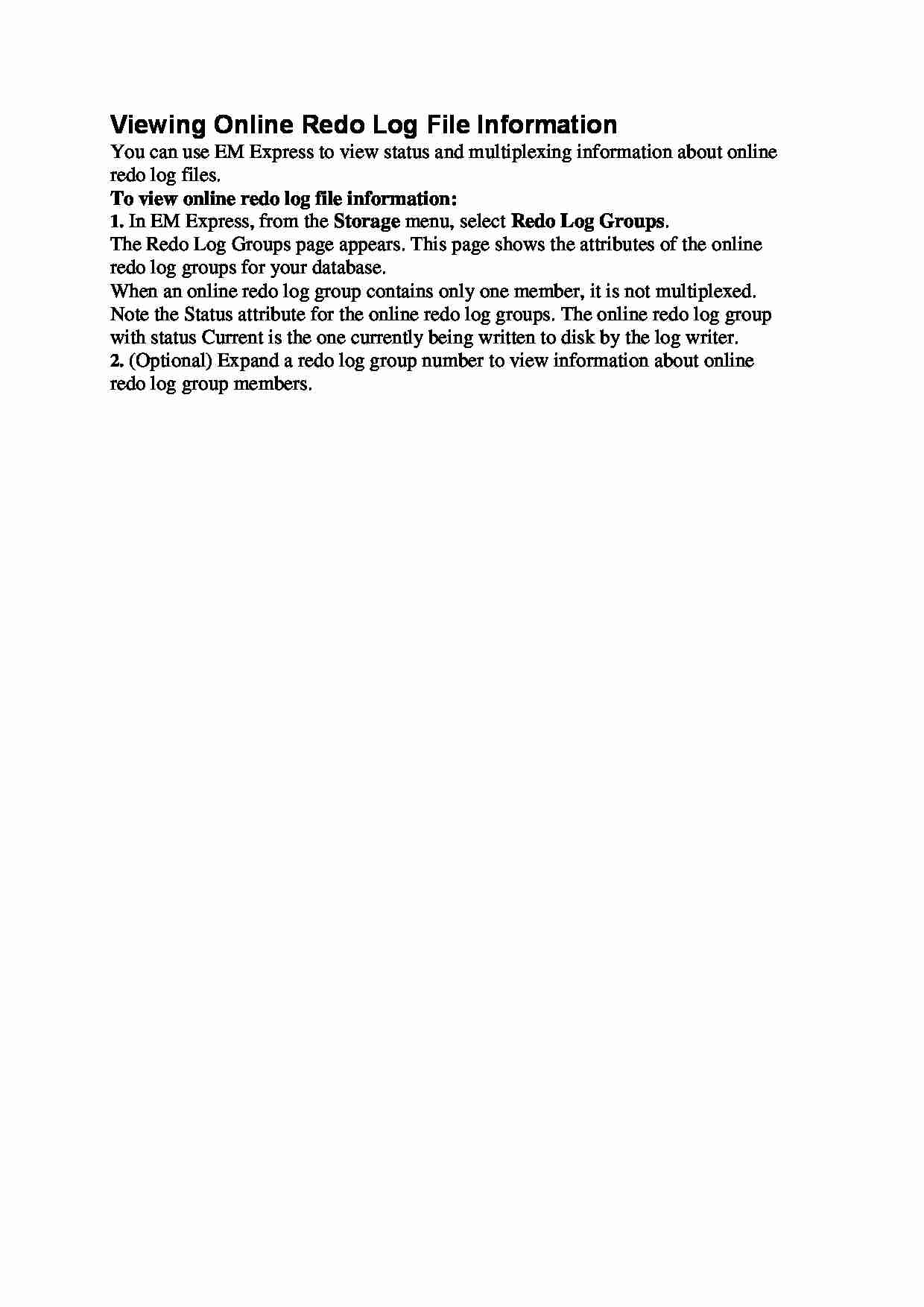 Viewing Online Redo Log File Information - strona 1