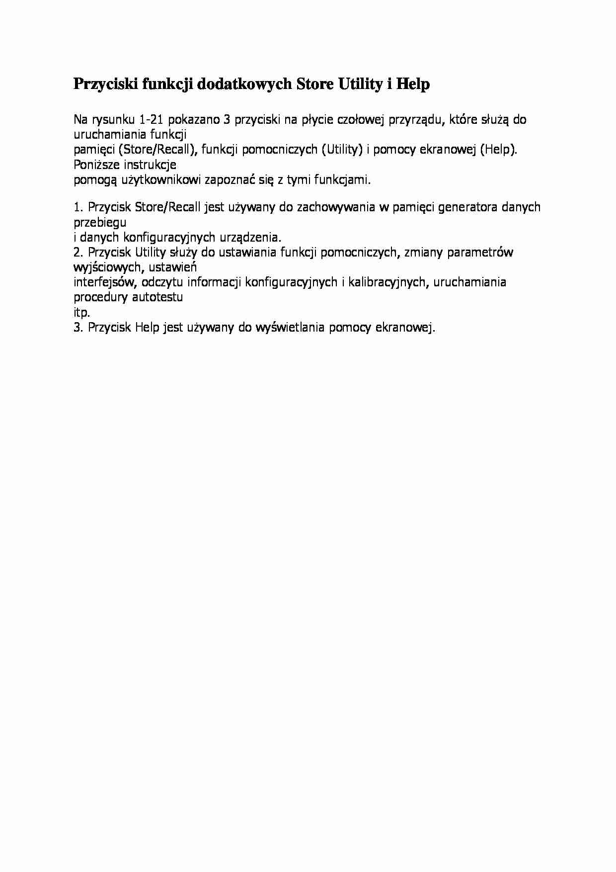 Przyciski funkcji dodatkowych Store Utility i Help - strona 1