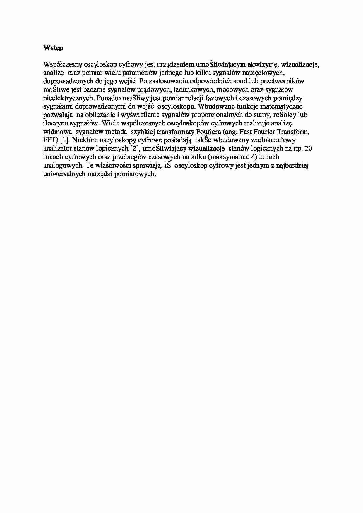 Współczesny oscyloskop cyfrowy - omówienie  - strona 1