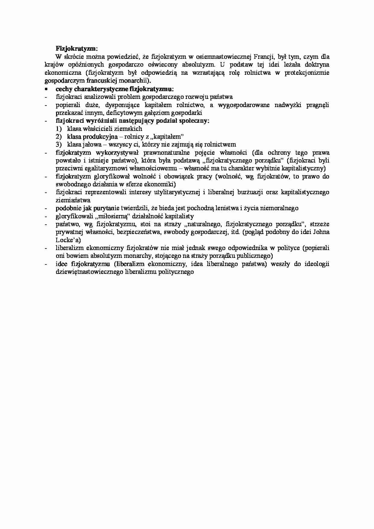 Fizjokratyzm - wykład - strona 1