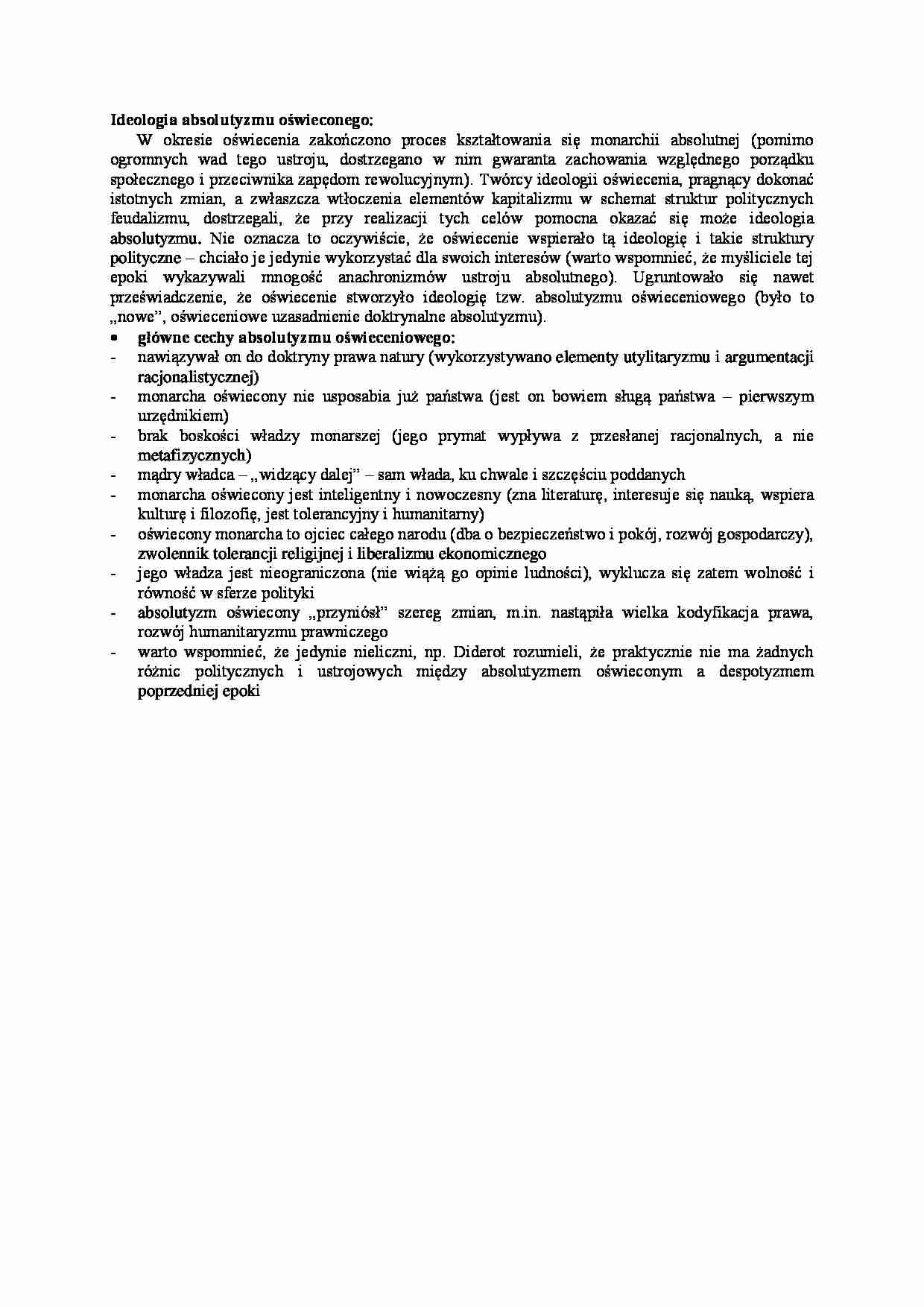 Ideologia absolutyzmu oświeconego - wykład - strona 1
