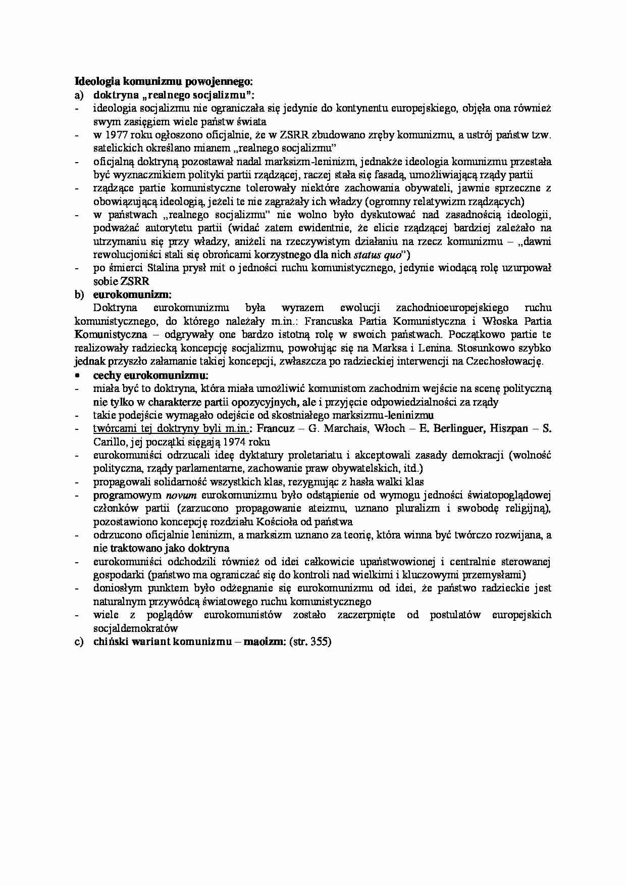 Ideologia komunizmu powojennego - wykład - strona 1