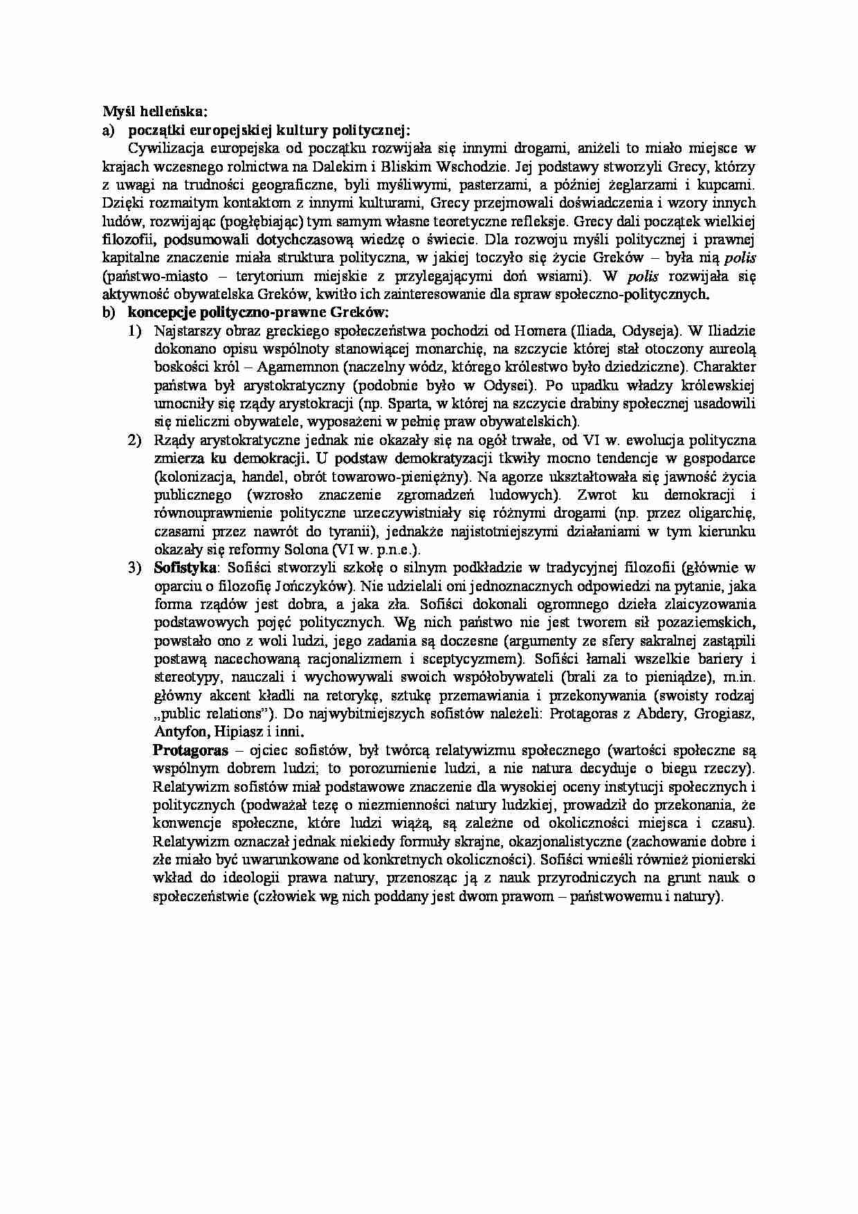 Myśl helleńska - wykład - strona 1