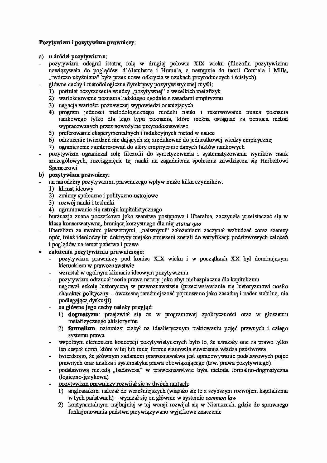 Pozytywizm i pozytywizm prawniczy - wykład - strona 1