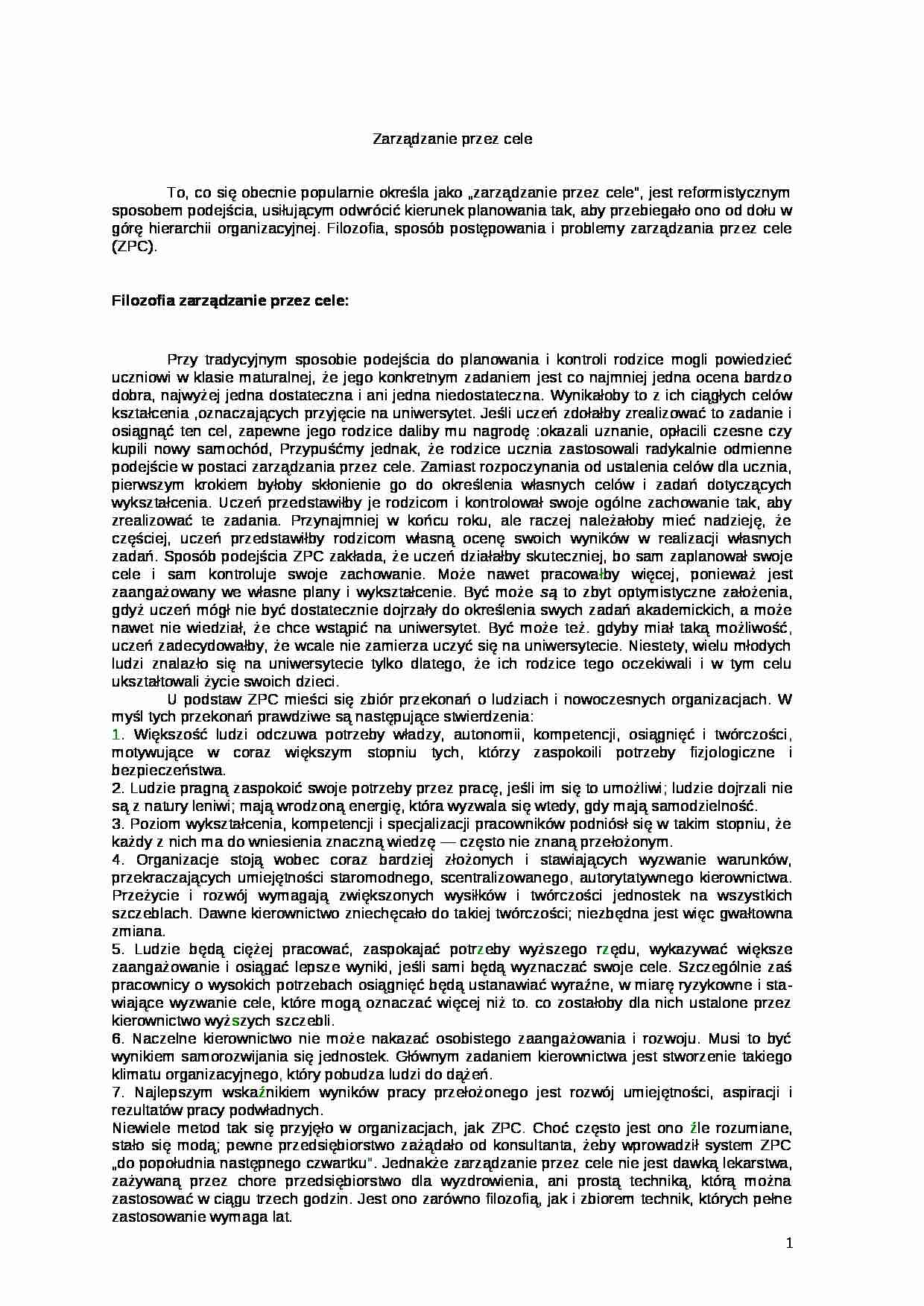 Zarządzanie przez cele - strona 1