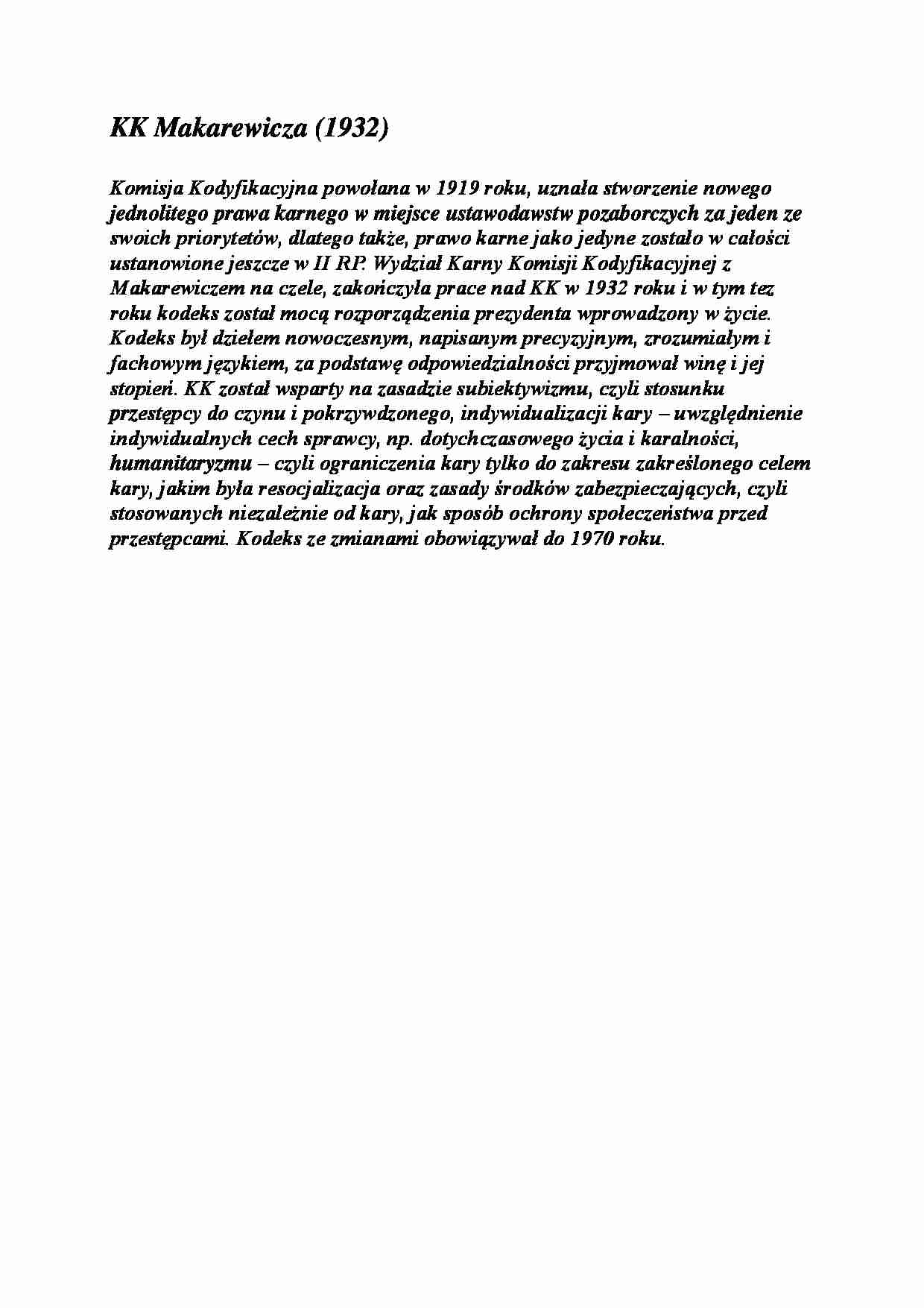 Historia prawa wykłady - KK Makarewicza - strona 1