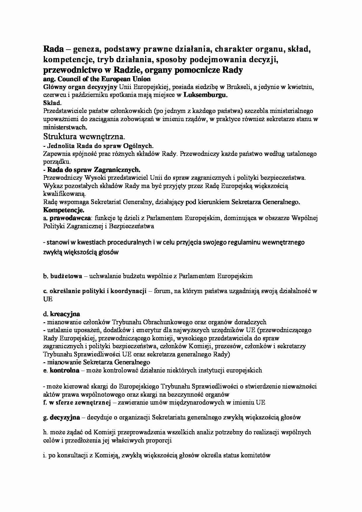 Rada - Instytucje Europejskie - strona 1