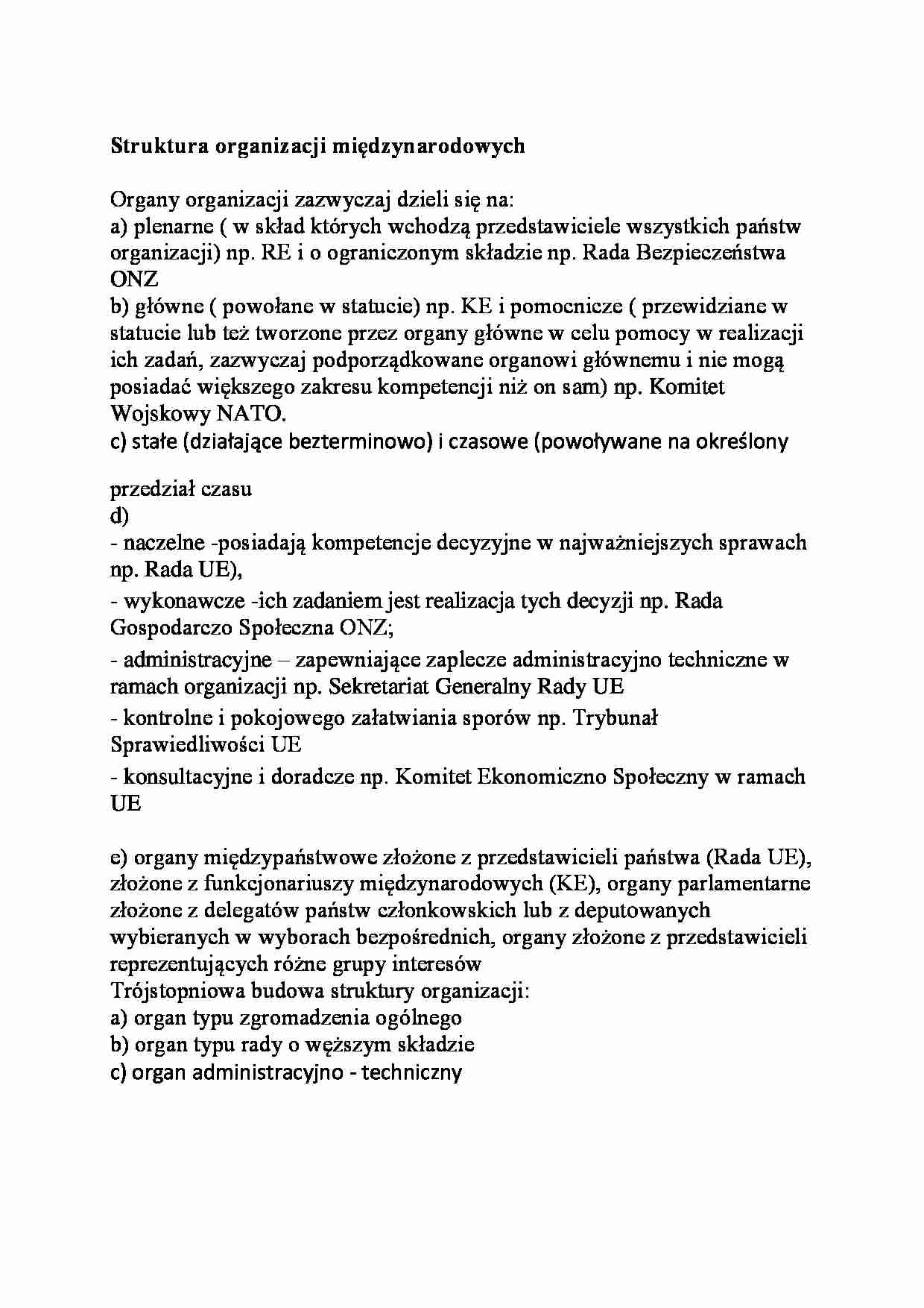 Struktura organizacji międzynarodowych - strona 1