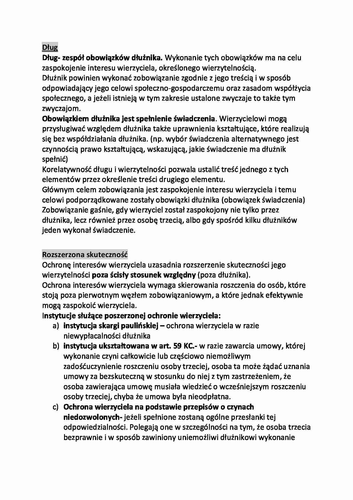 Prawo cywilne - dług - strona 1