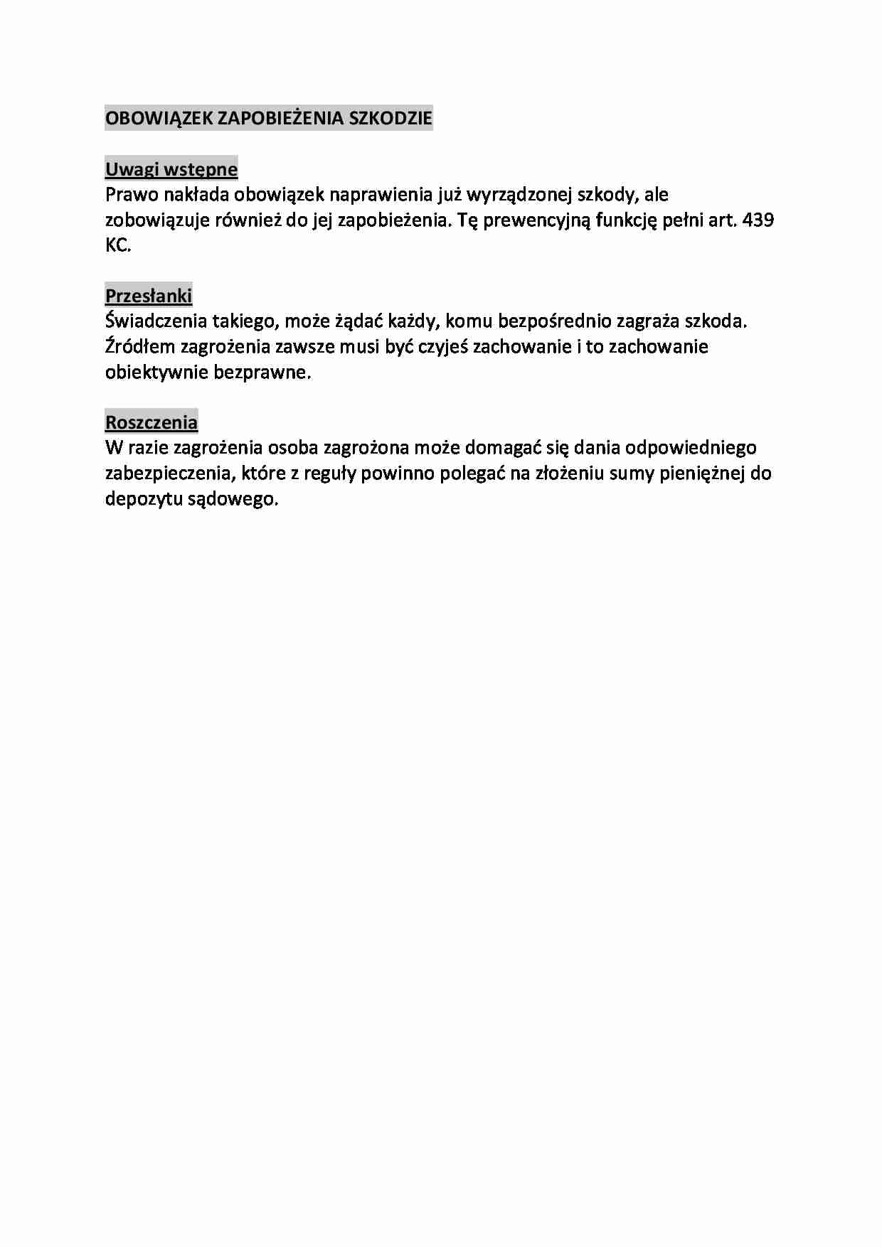 Obowiązek zapobieżenia szkodzie - strona 1