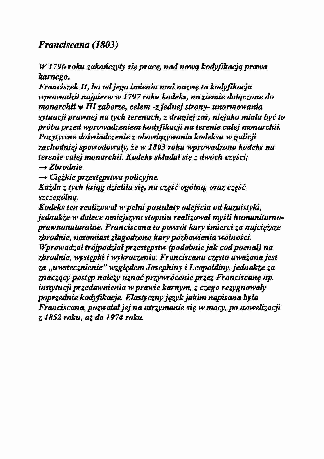 Historia prawa wykłady- Franciscana - strona 1