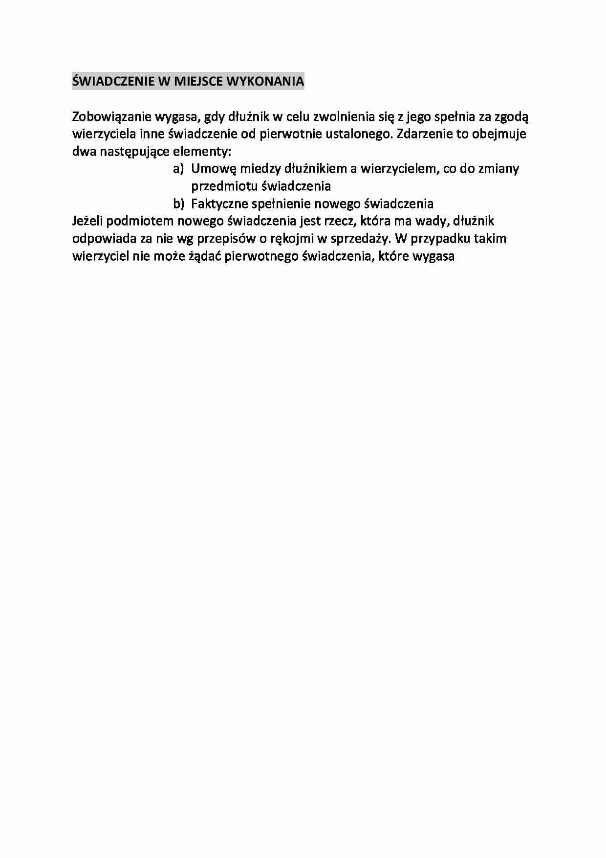 Świadczenia w miejscu wykonania - omówienie  - strona 1