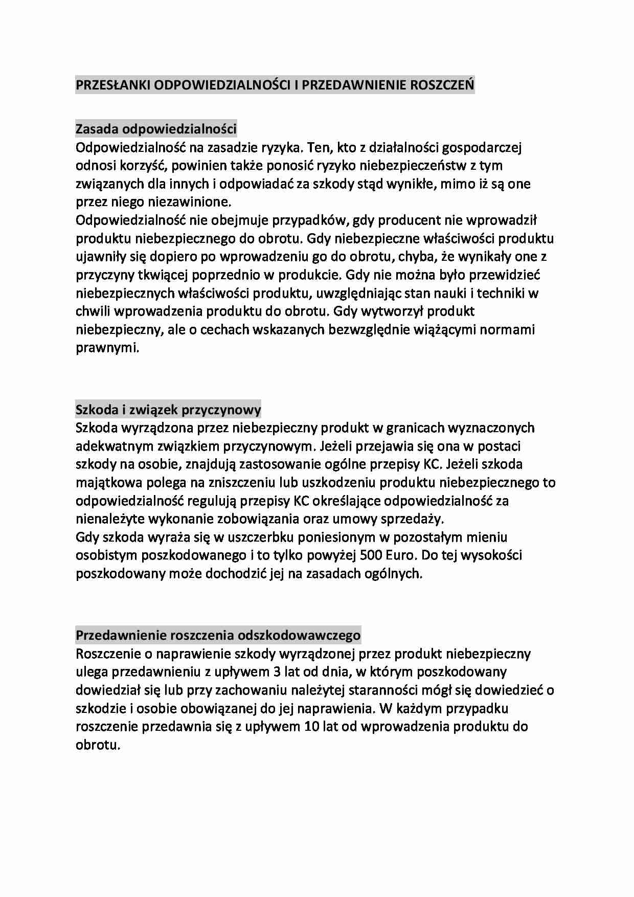 Przesłanki odpowiedzialności - omówienie  - strona 1