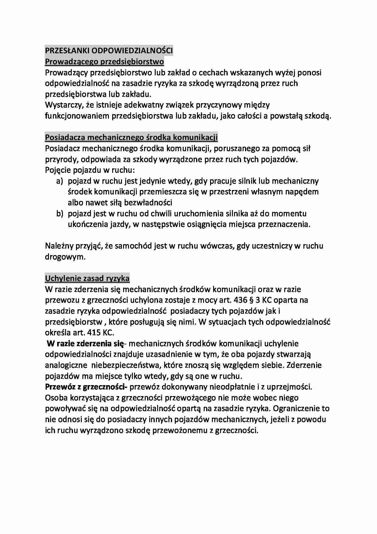 Przesłanki odpowiedzialności - omówienie - strona 1