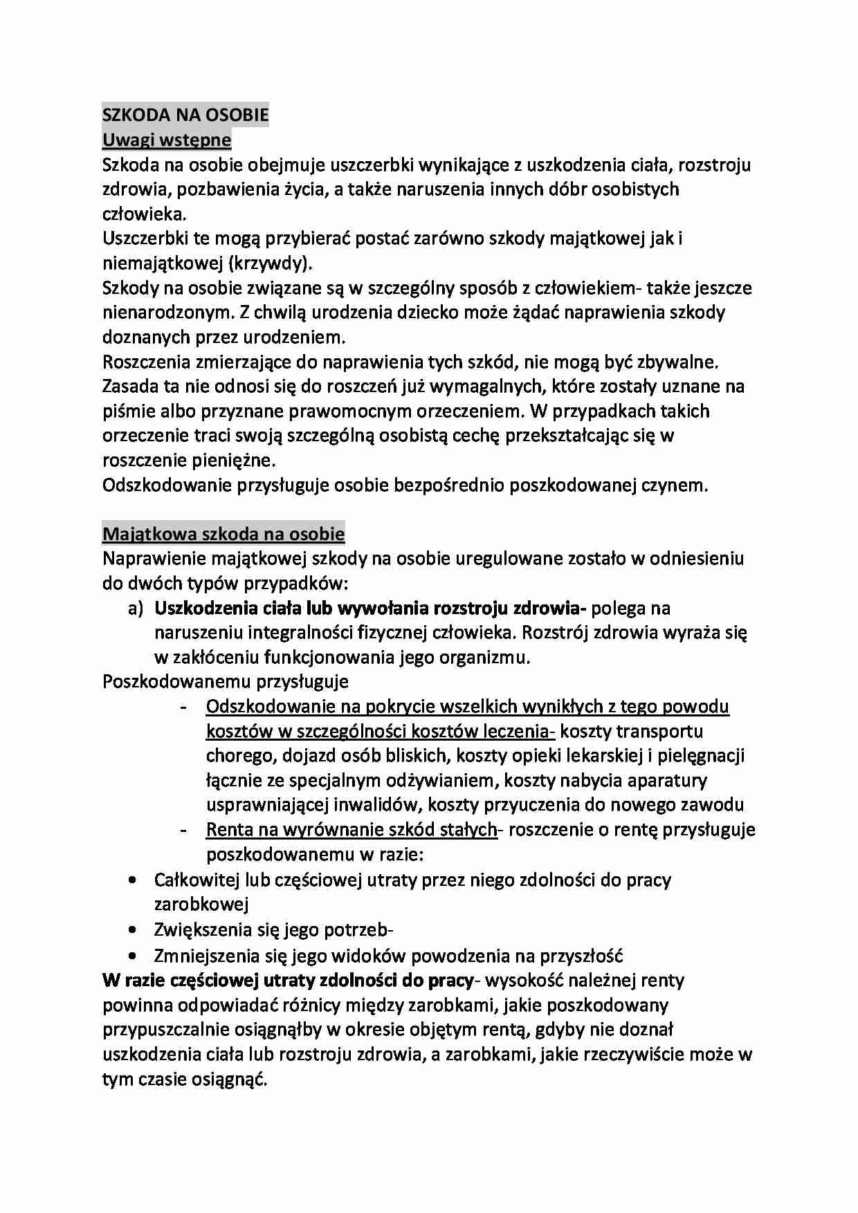 Szkoda na osobie - omówienie - strona 1