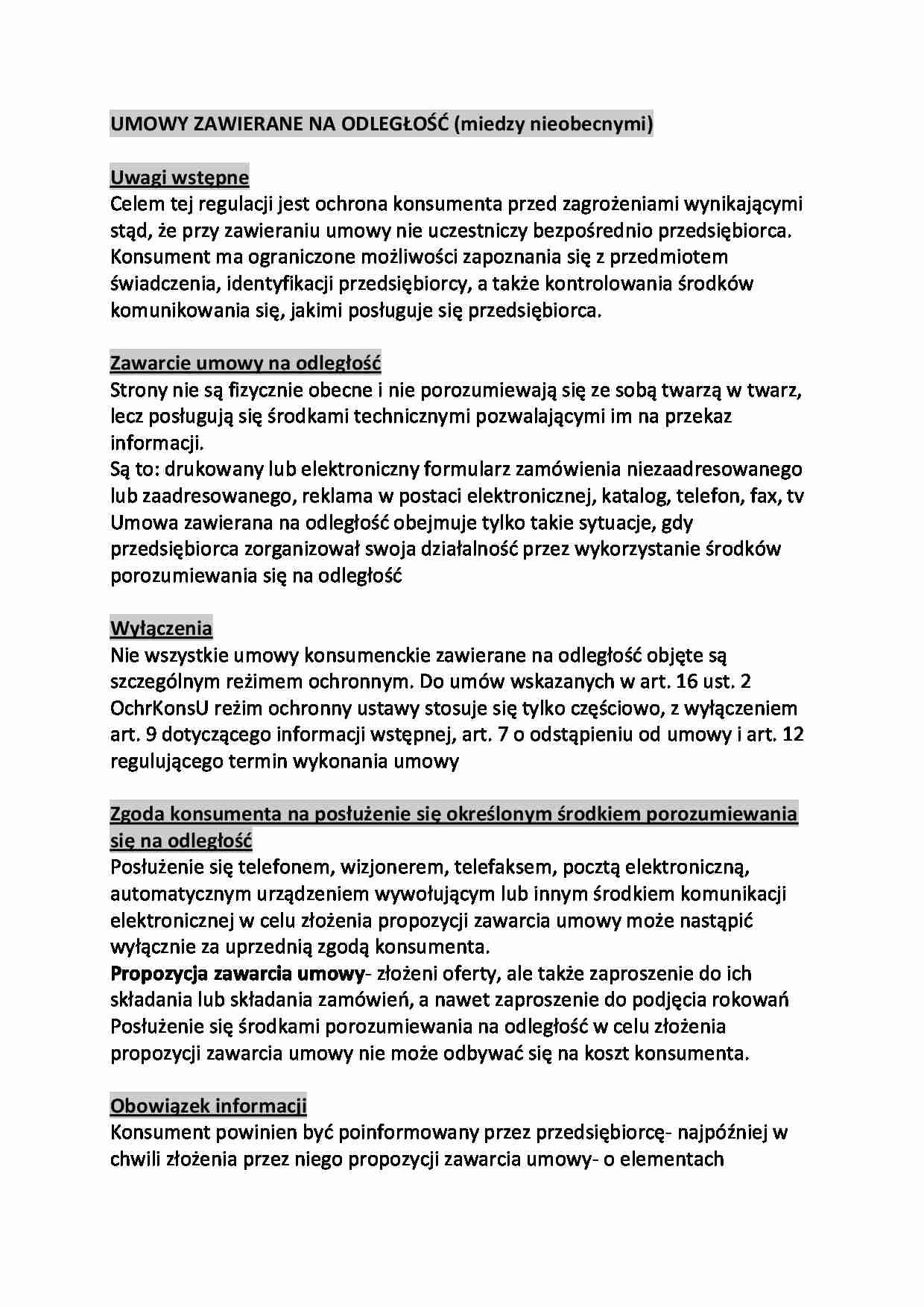 Umowy zawierane na odległość - omówienie  - strona 1