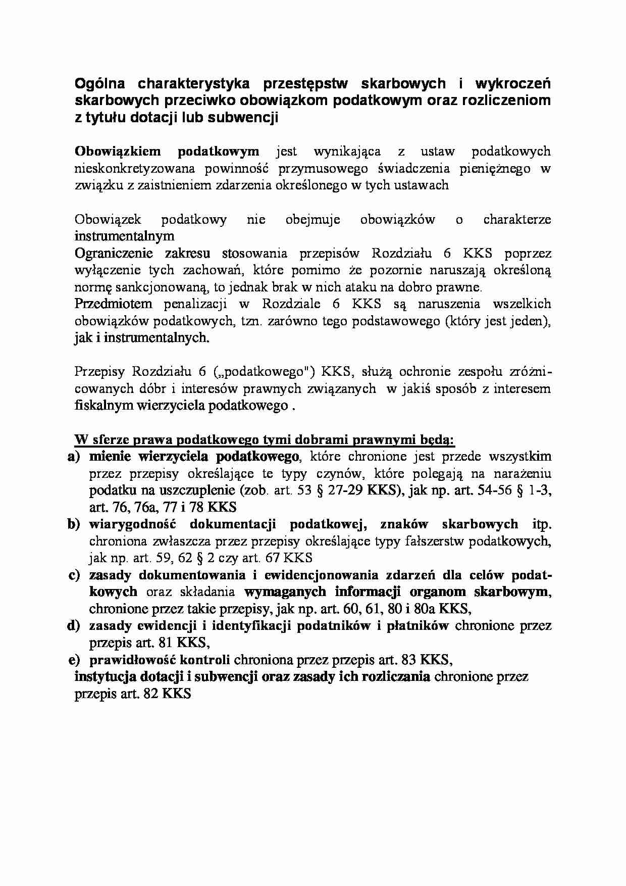 Ogólna charakterystyka przestępstw skarbowych - omówienie  - strona 1