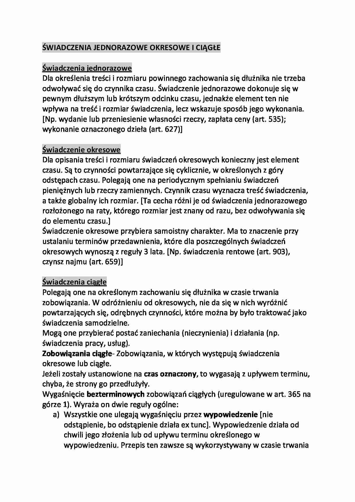 Świadczenia jednorazowe okresowe i ciągłe - omówienie - strona 1