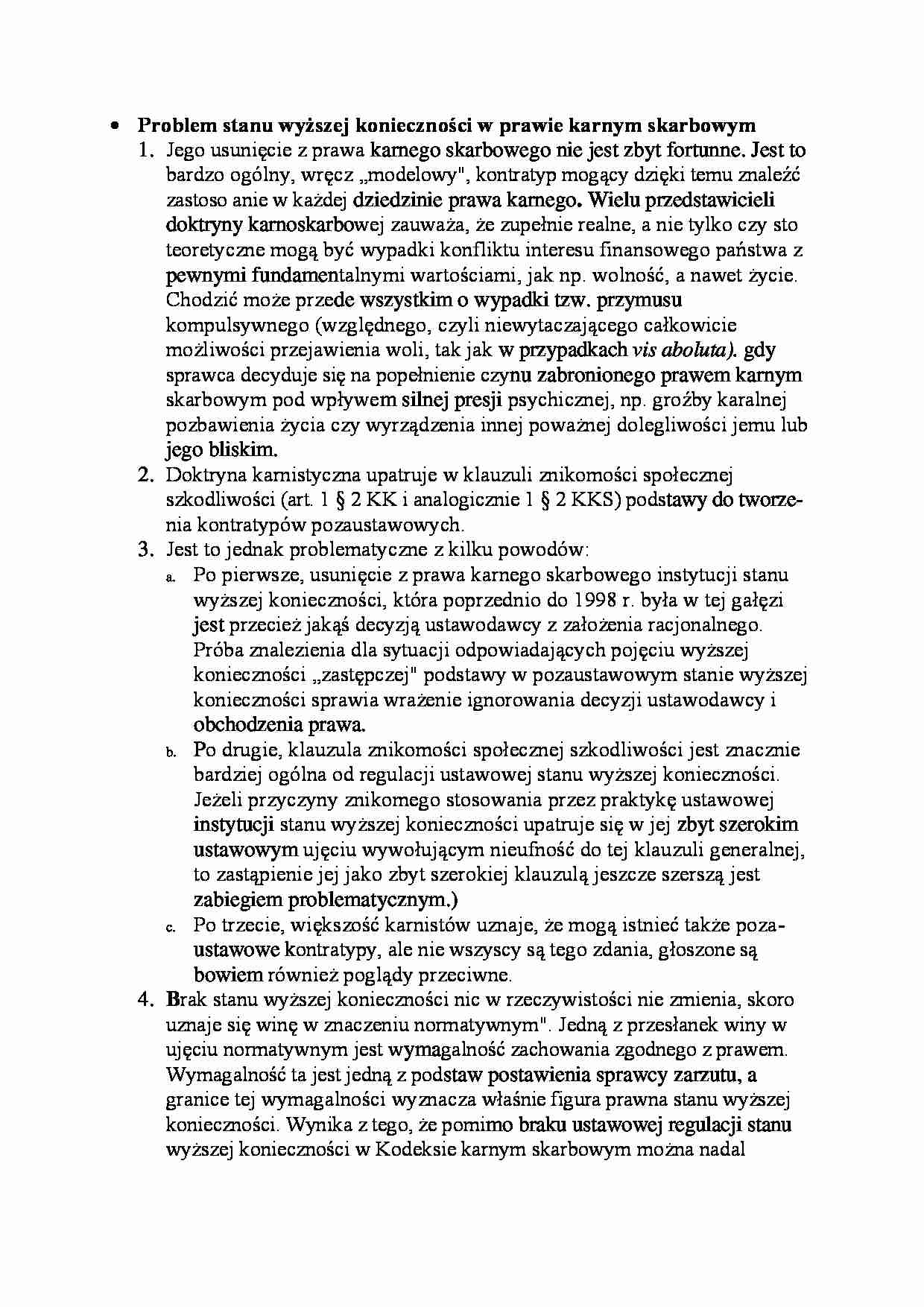 Problem stanu wyższej konieczności - omówienie  - strona 1