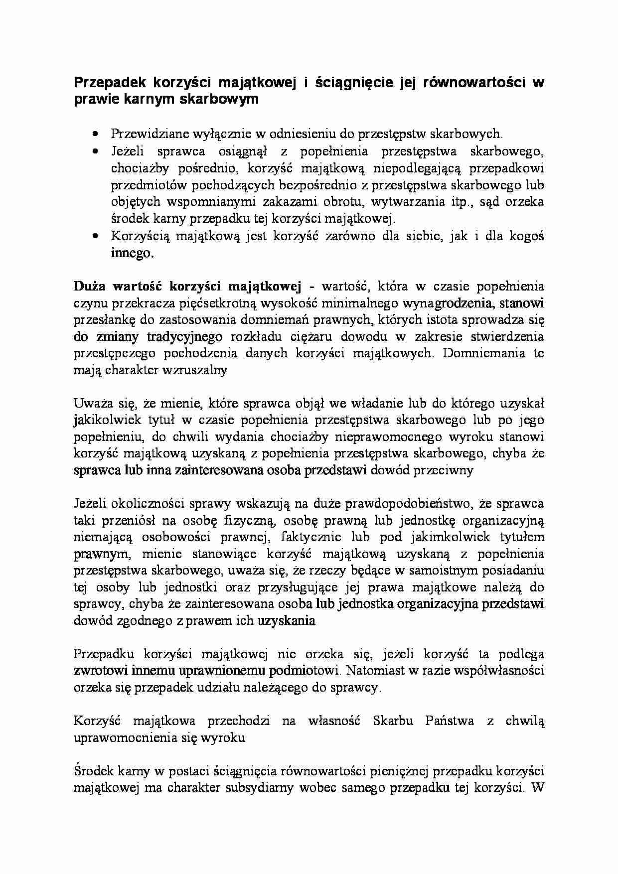 Przepadek korzyści majątkowej  - omówienie  - strona 1