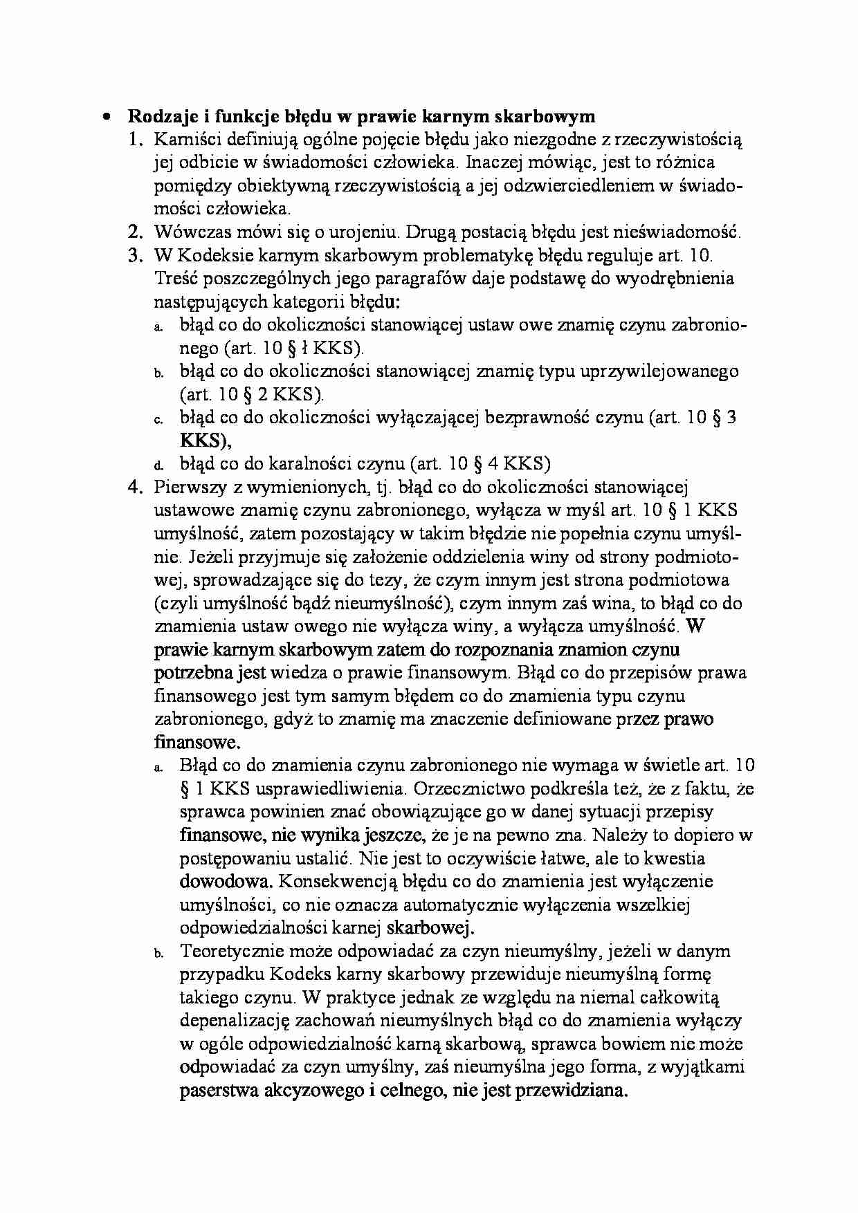 Rodzaje i funkcje błędu w prawie karnym skarbowym - omówienie  - strona 1