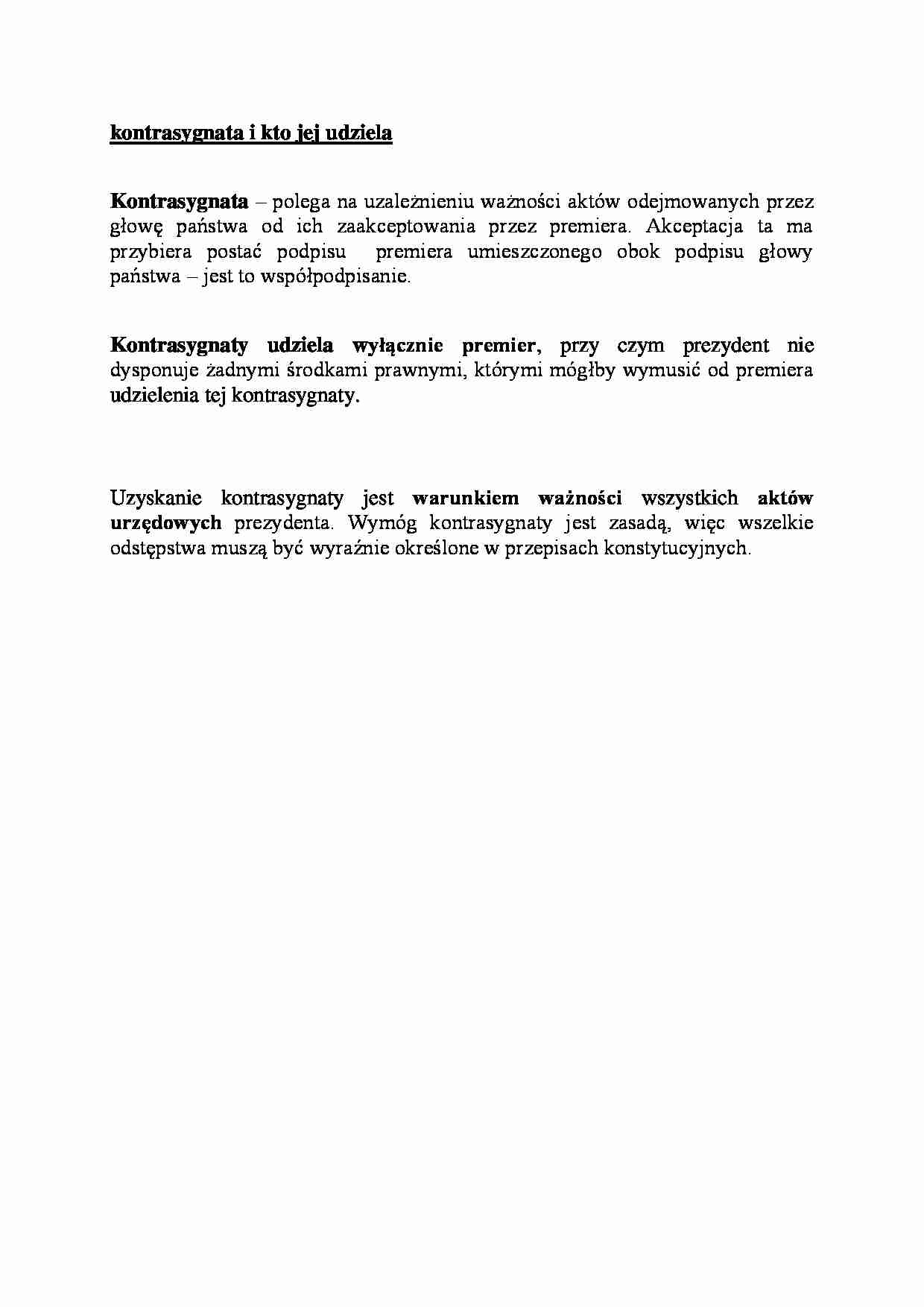 kontrasygnata - omówienie  - strona 1