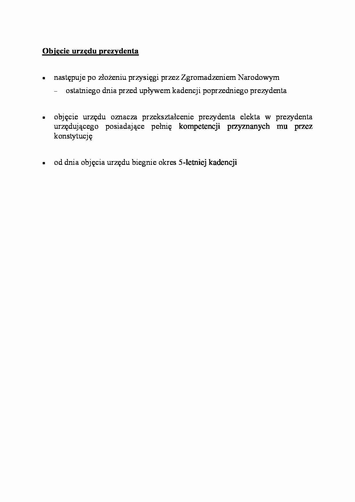 Objęcie urzędu prezydenta - omówienie  - strona 1