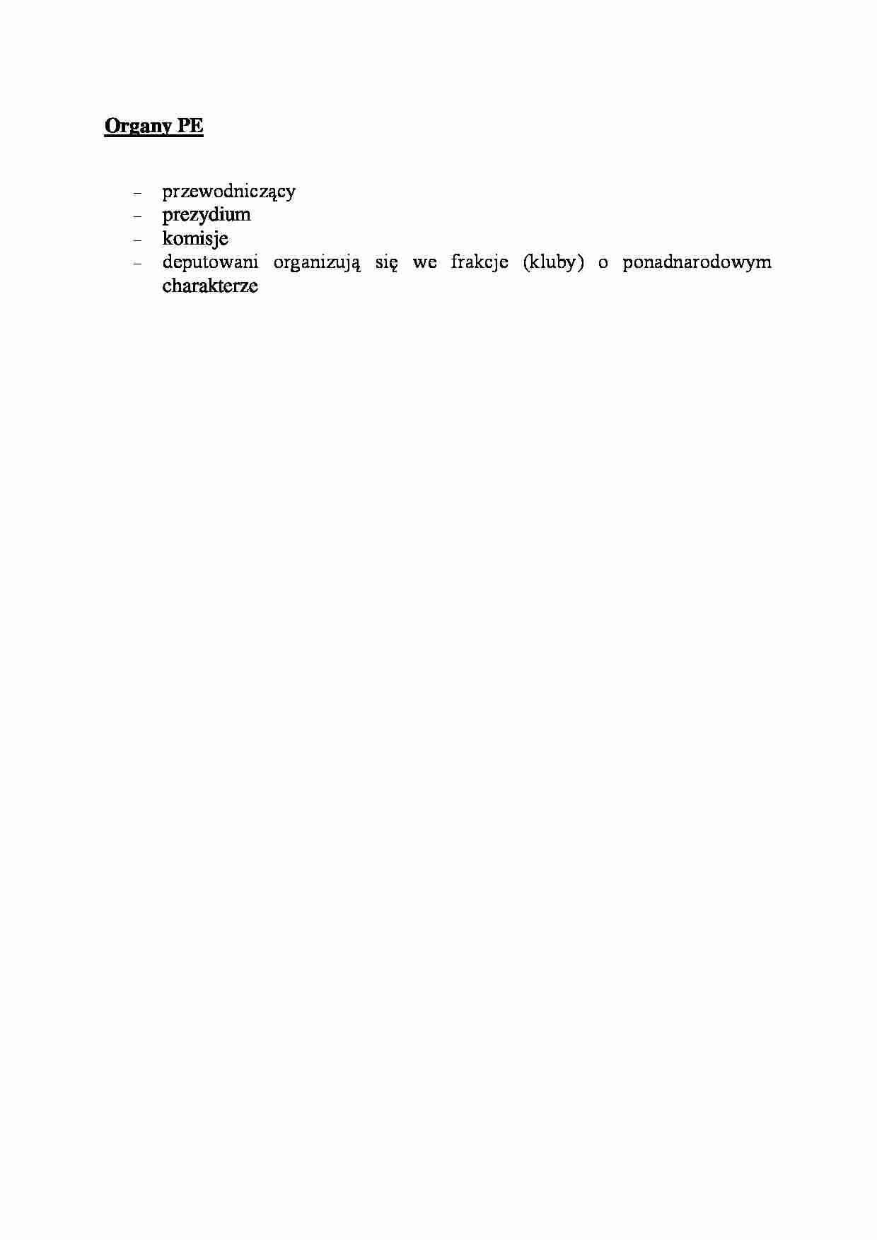 Organy Parlamentu Europejskiego - omówienie  - strona 1
