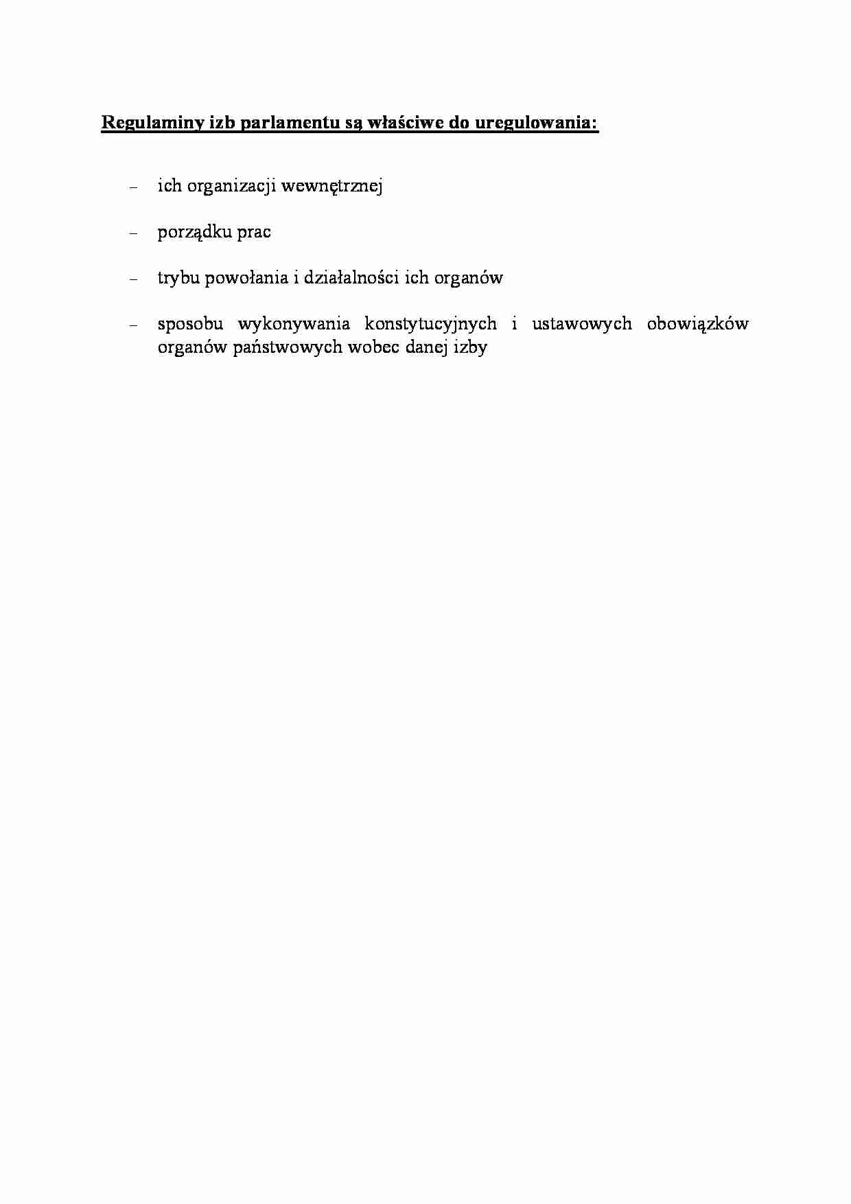 Regulaminy izb parlamentu - omówienie - strona 1