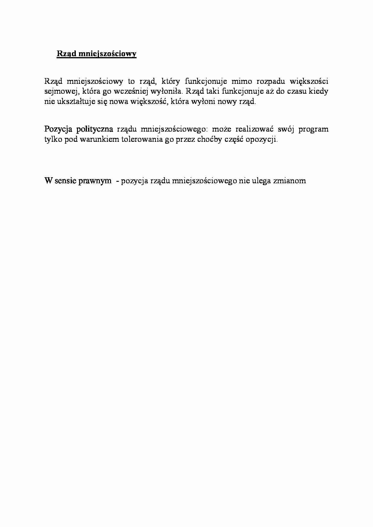 Rząd mniejszościowy  - omówienie  - strona 1
