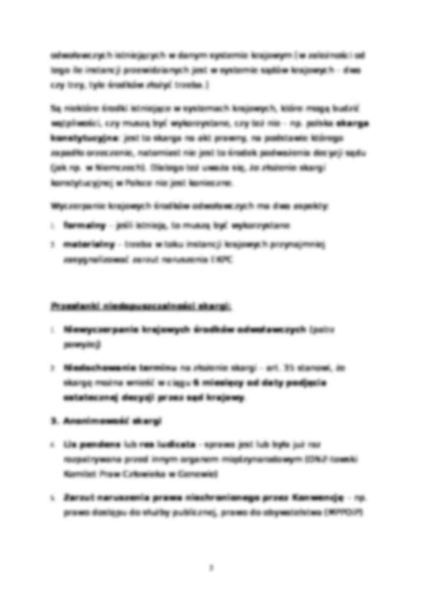 Europejska Konwencja Praw Człowieka - Procedura skargi  - strona 2