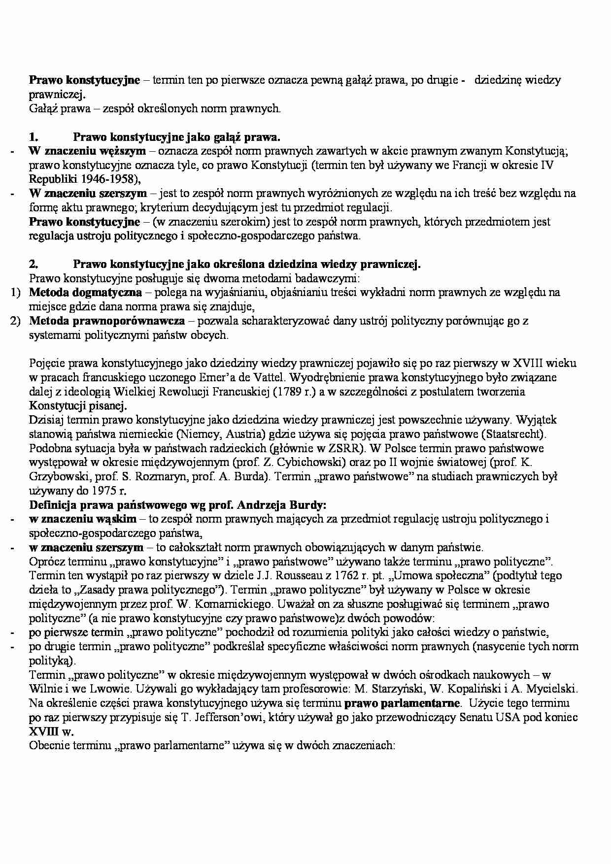Prawo konstytucyjne ważne pojęcia - wykład - strona 1