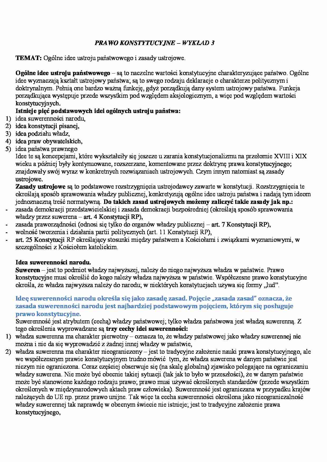 Prawo konstytucyjne - wykład - Ustrój państwowy - strona 1
