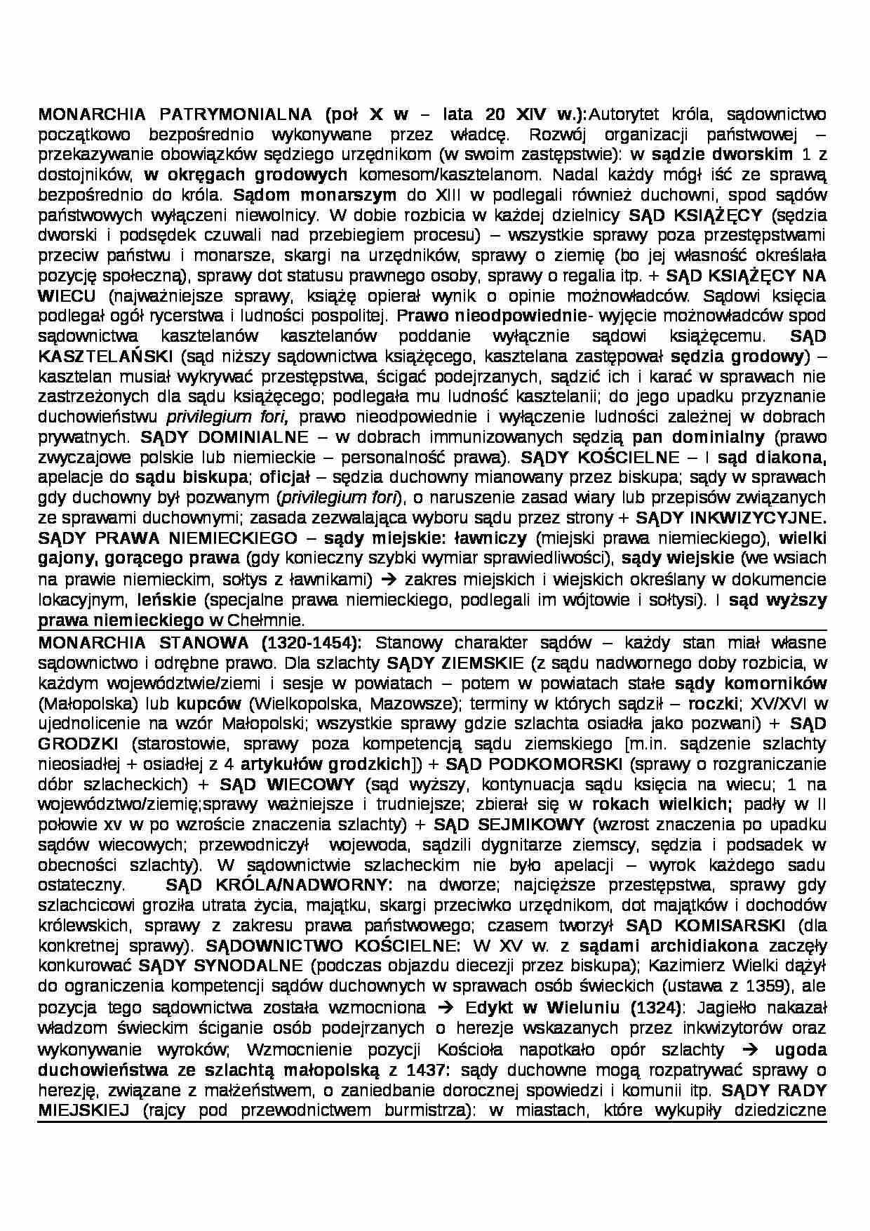 Sądownictwo w Monarchii patrymonialnej - wykład - strona 1