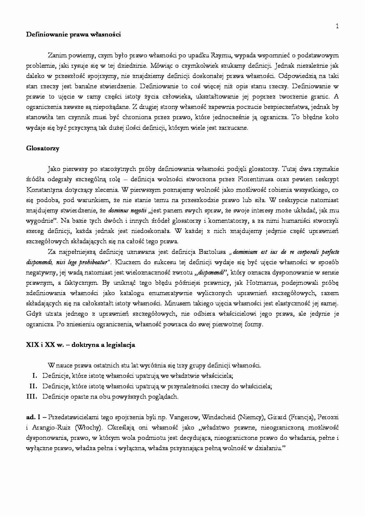 Definiowanie prawa własności - wykład - strona 1