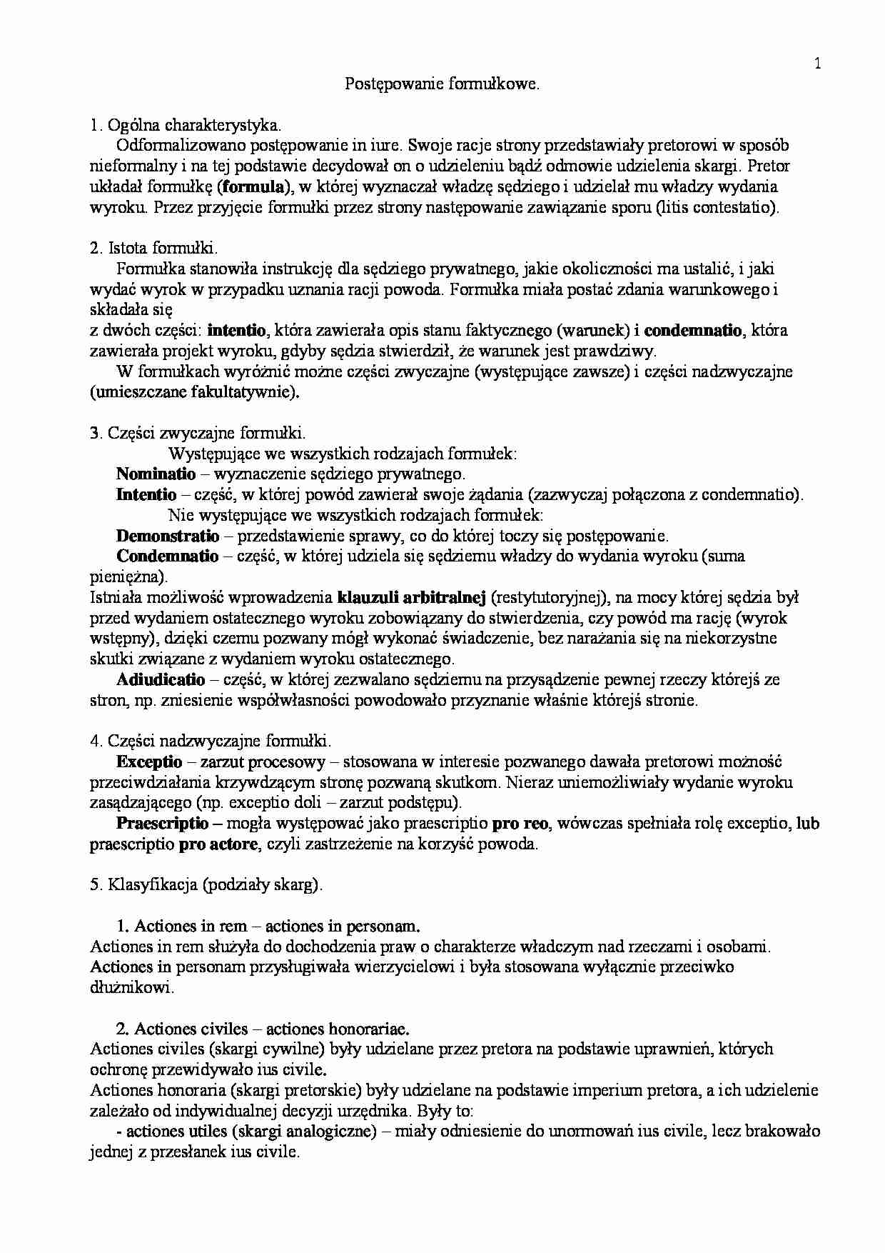 Postępowanie formułkowe - wykład - strona 1