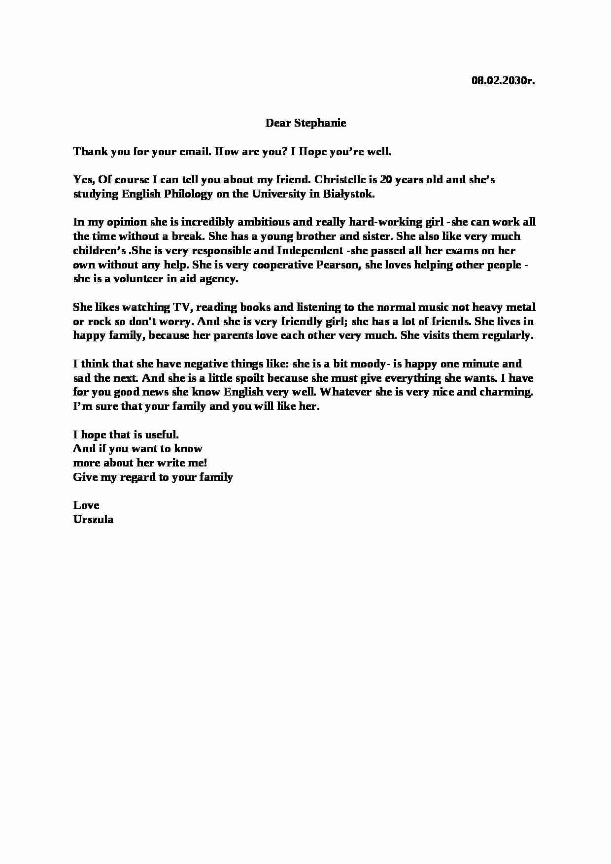 Przykład listu - wykład - strona 1