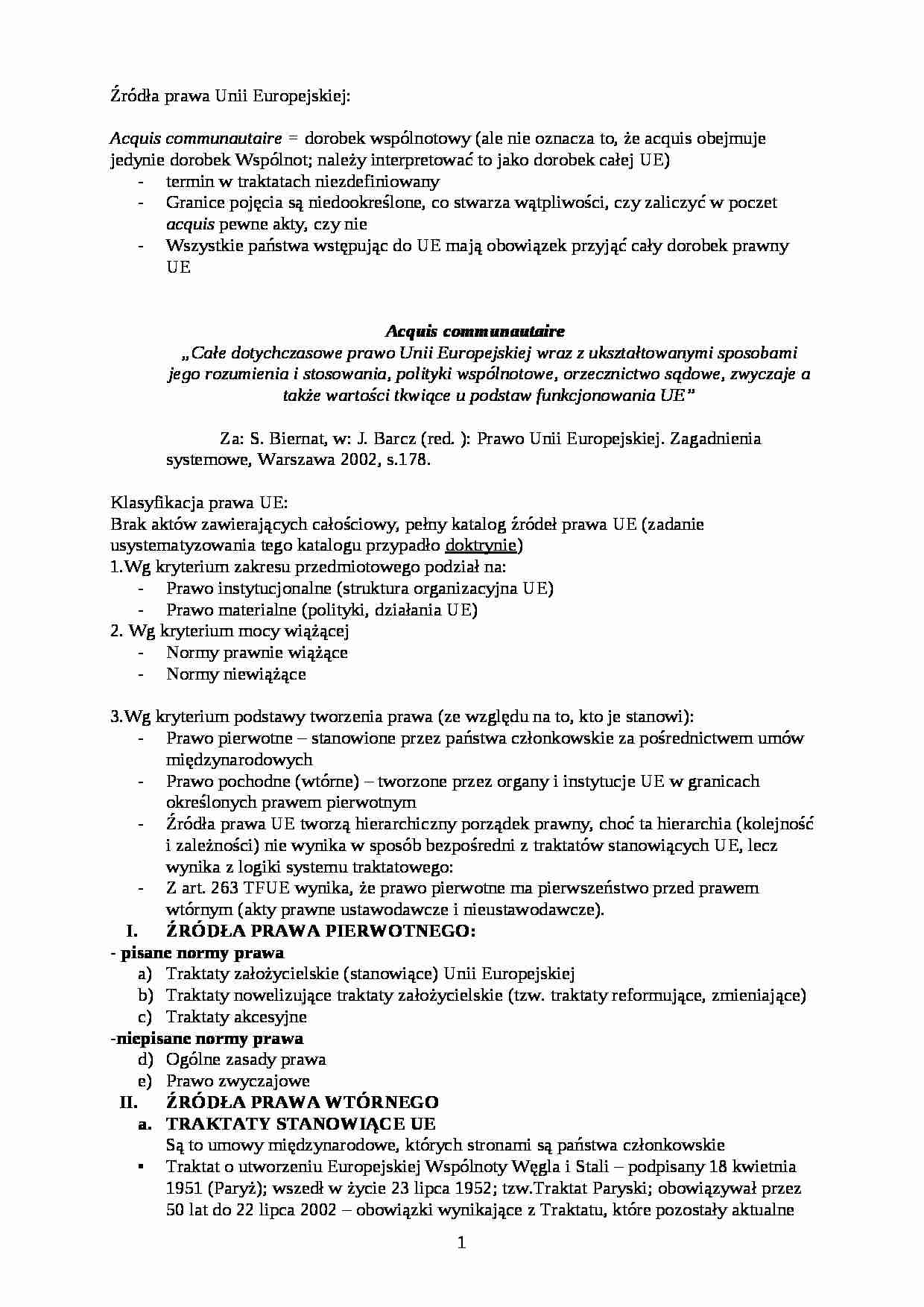 Źródła prawa Unii Europejskiej - wykład - strona 1