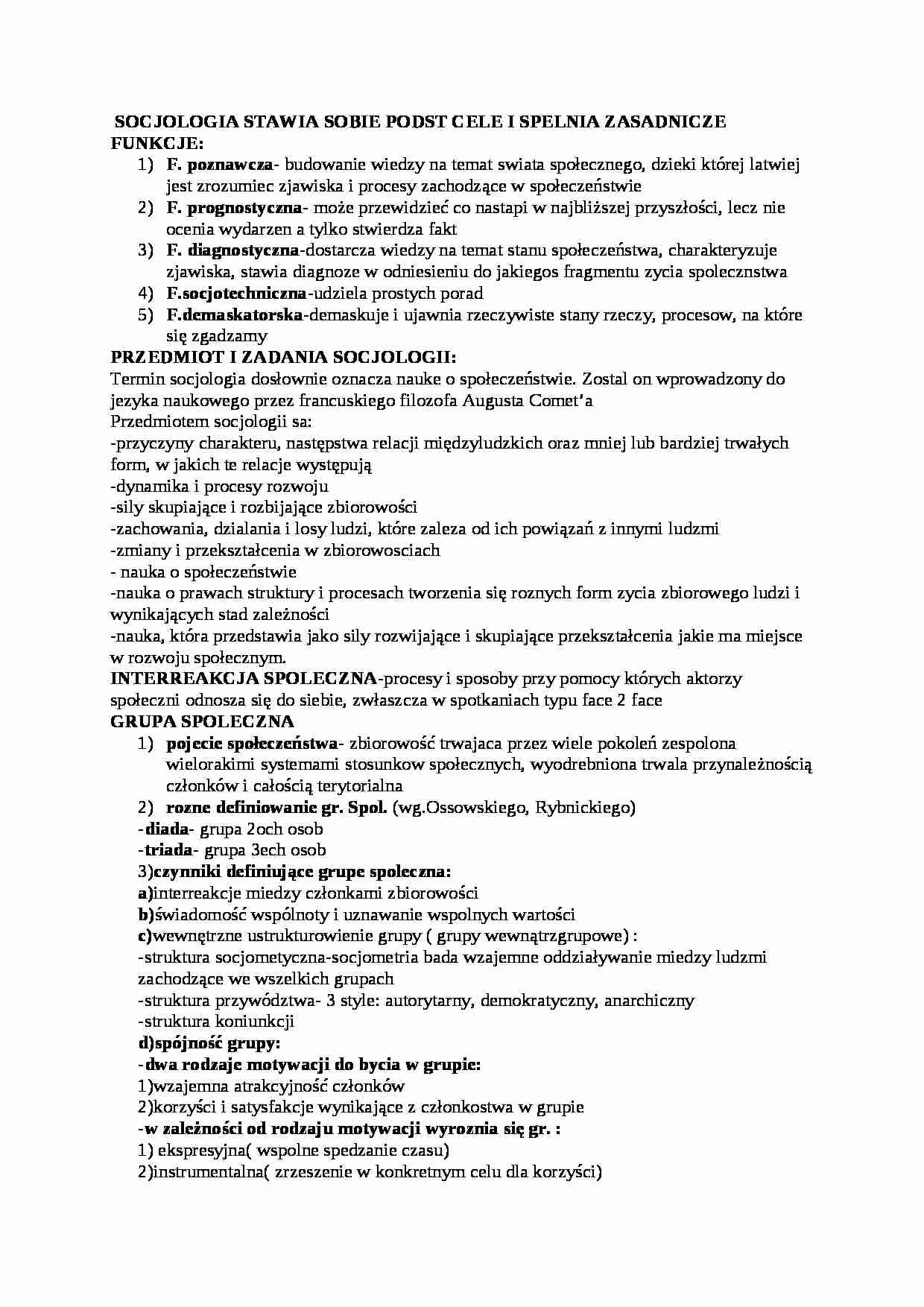 Funkcje socjologii - wykład - strona 1