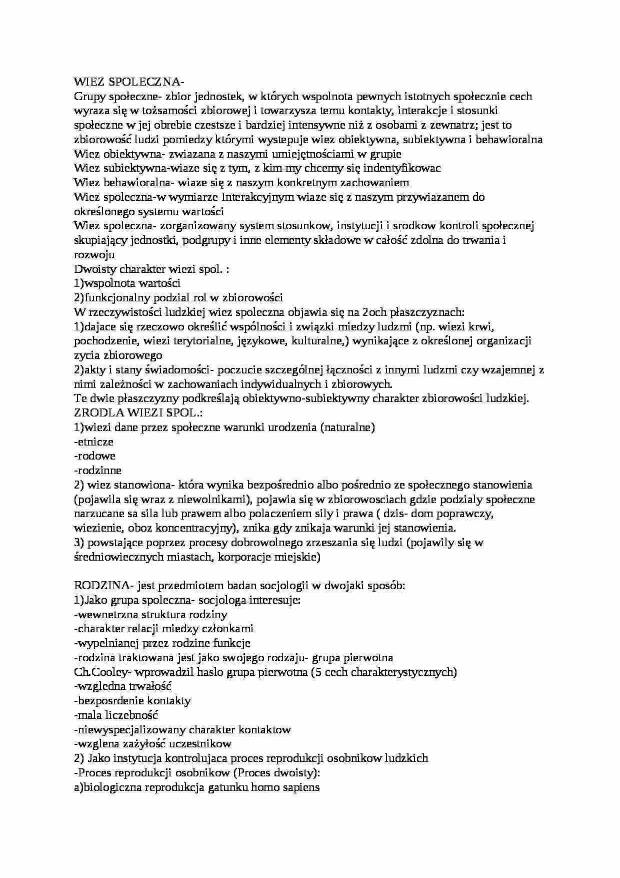 Więź społeczna - wykład - strona 1