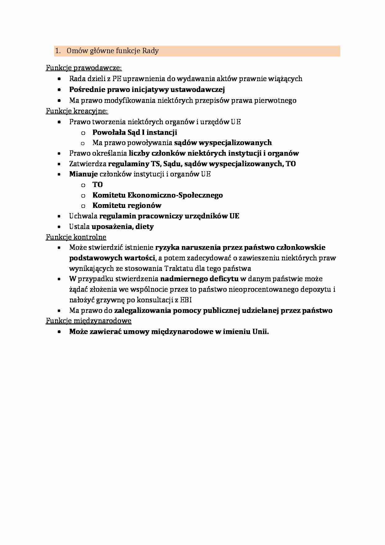 główne funkcje Rady - strona 1