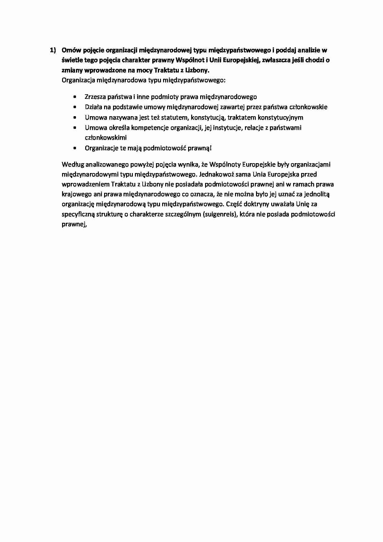pojęcie organizacji międzynarodowej typu międzypaństwowego - strona 1