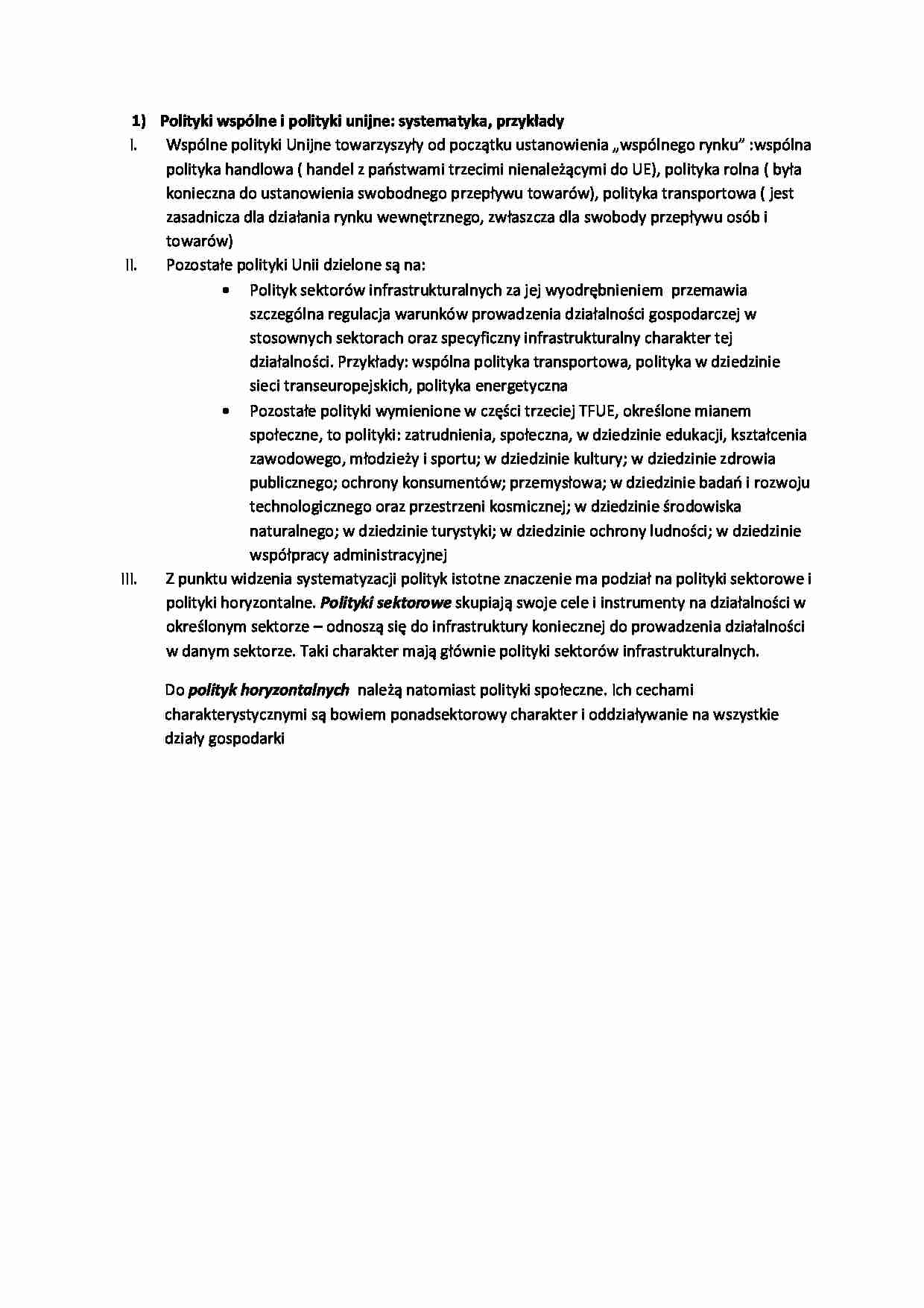 Polityki wspólne i polityki unijne - omówienie  - strona 1