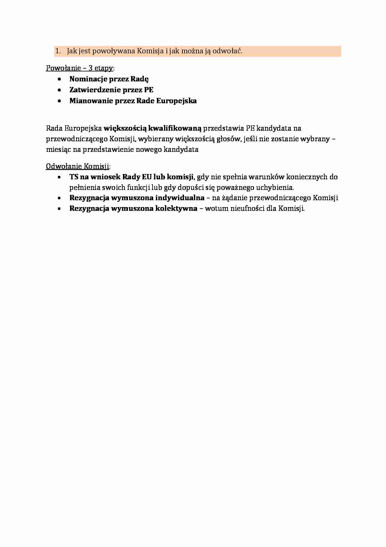 powoływanie i odwoływanie Komisji - omówienie  - strona 1