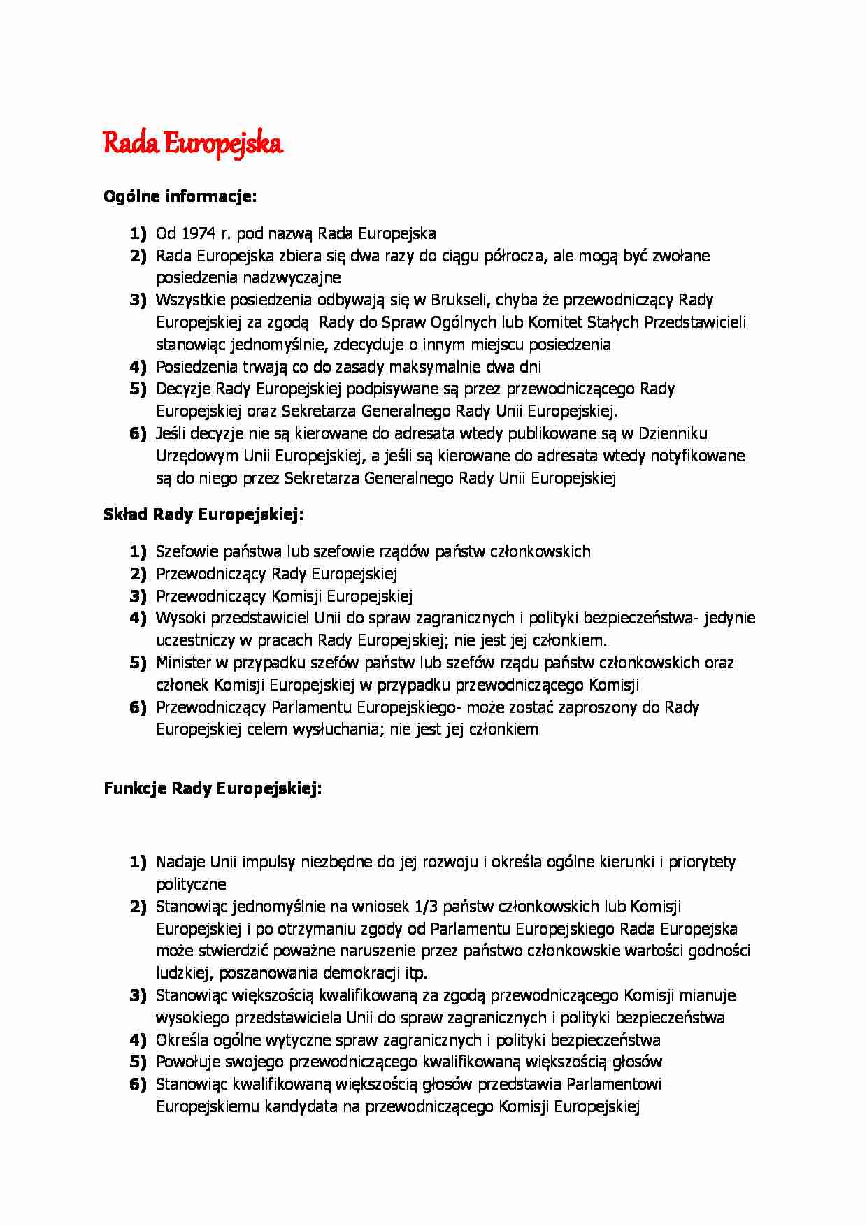 Rada Europejska - omówienie  - strona 1