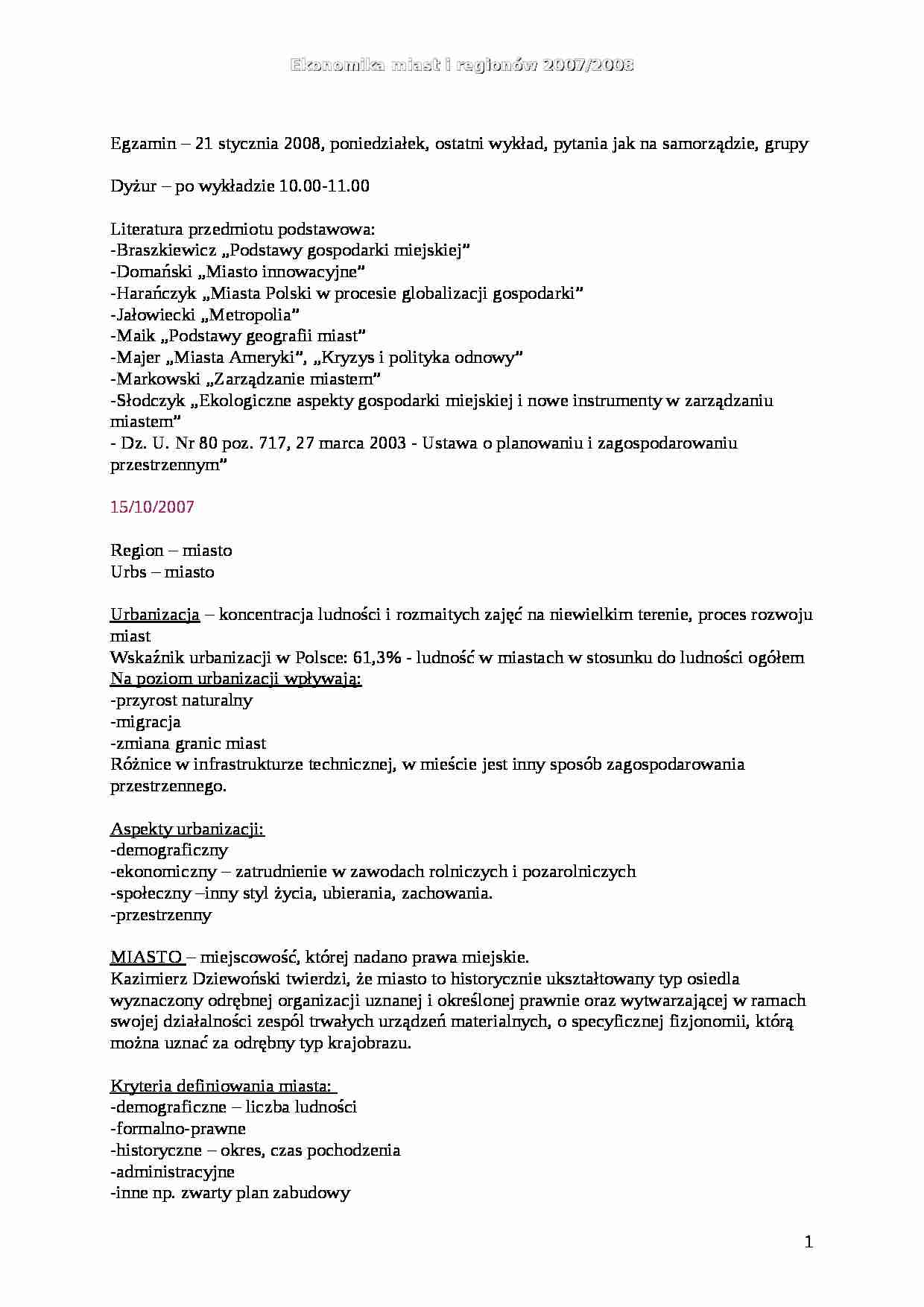 Ekonomika miast i regionów - strona 1